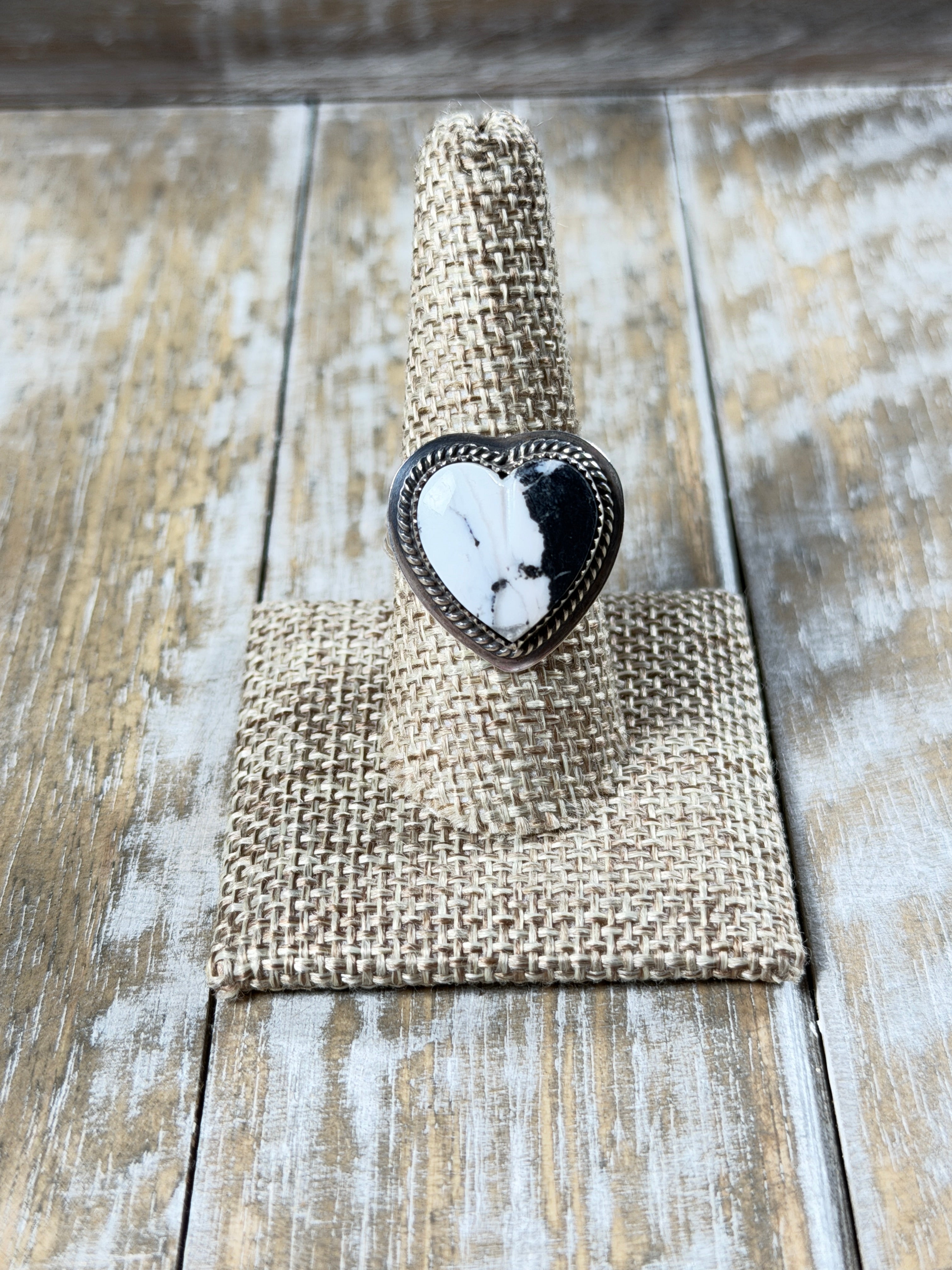 White Buffalo Heart Ring
