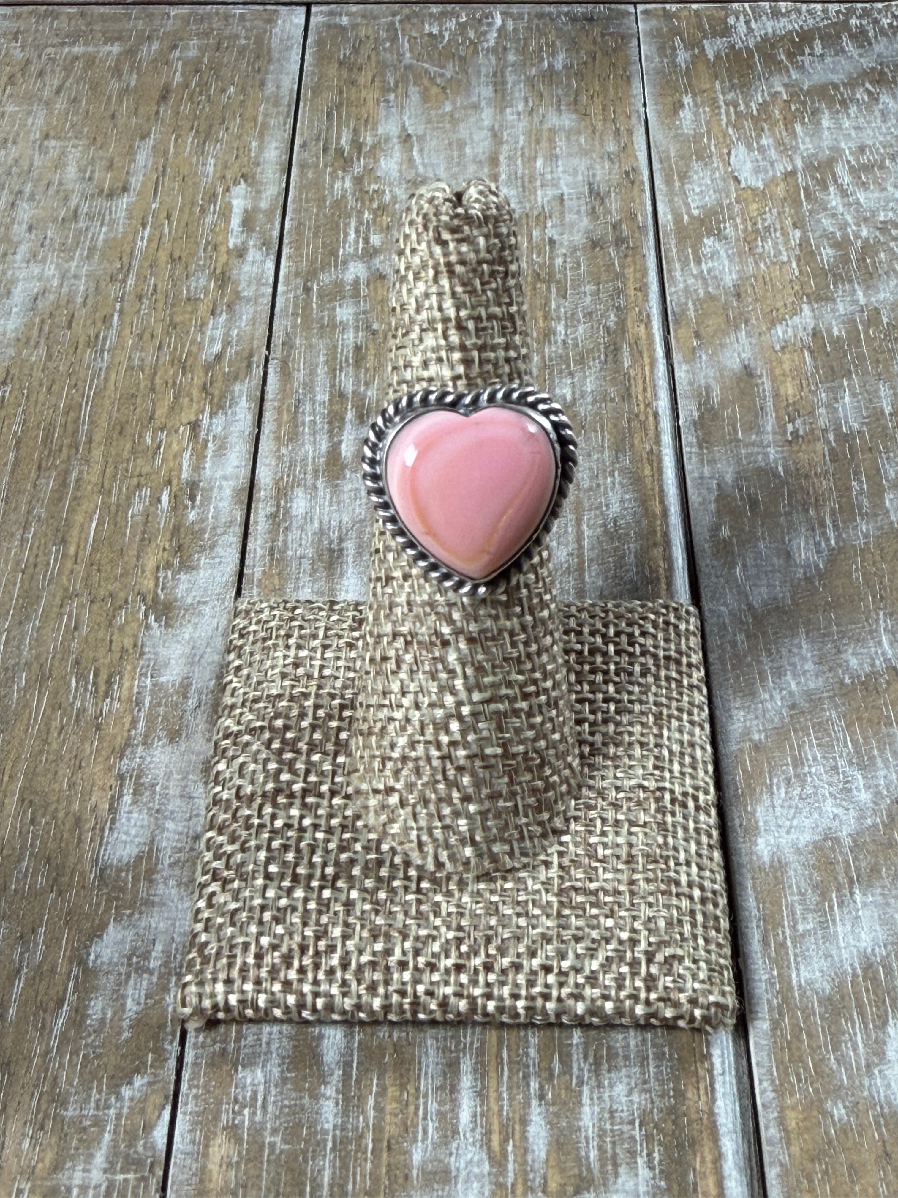 Blushing Heart Ring  Pink Conch Heart by J. Elin Adjustable