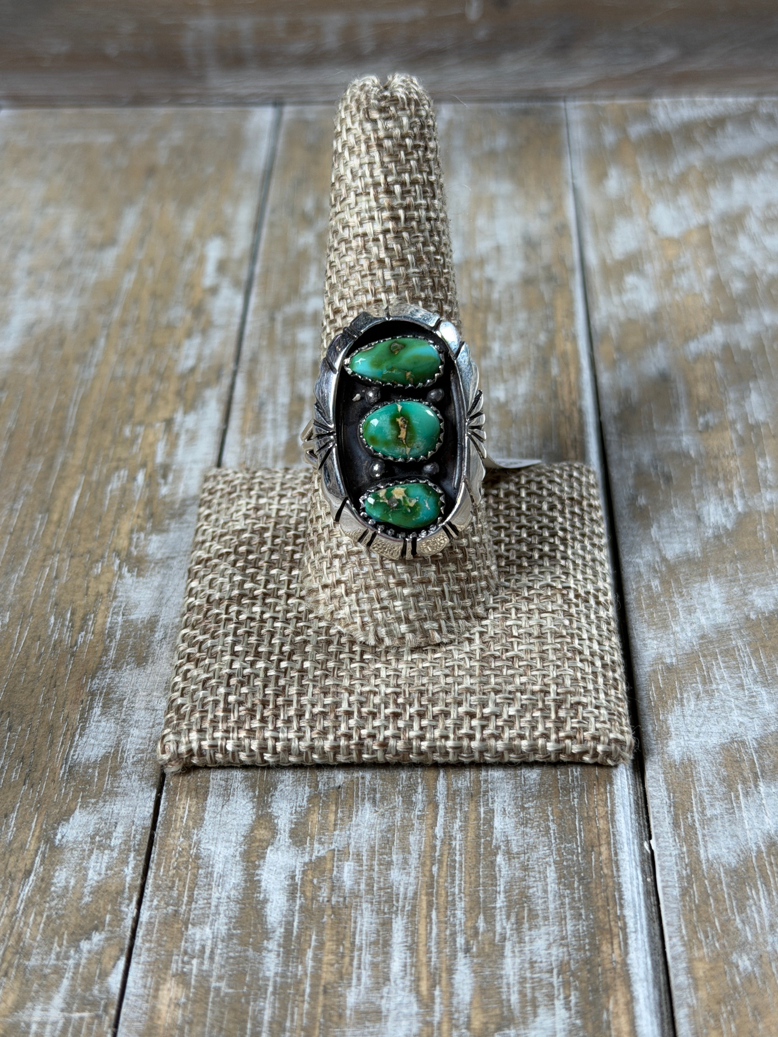 Desert Oasis Shadowbox Ring  Sonoran Gold Turquoise Ring by Genevieve Francisco