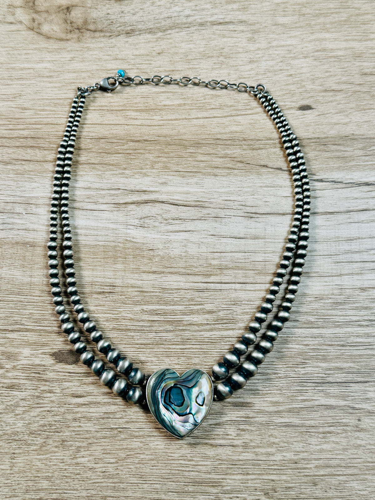R. Grace Two-Strand Abalone Heart Necklace - 18"