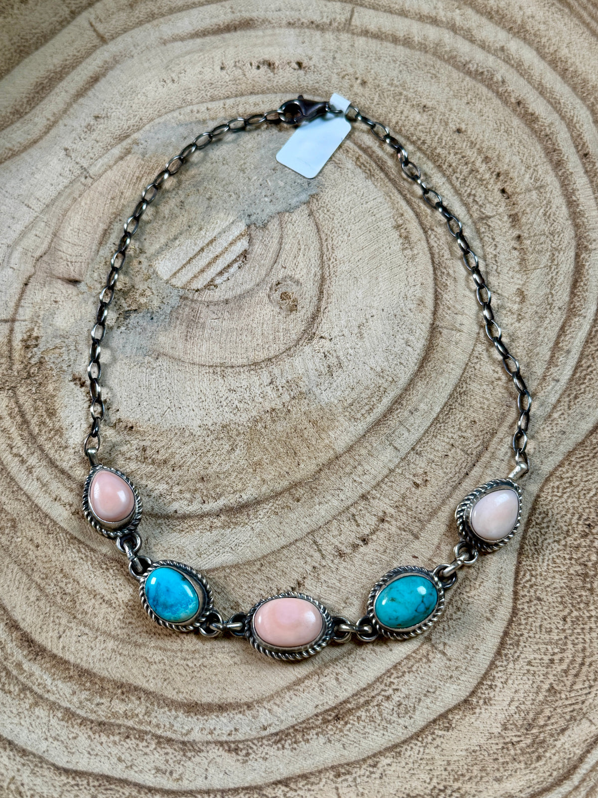 Tillie John Pink Conch & Turquoise Choker  - 14"