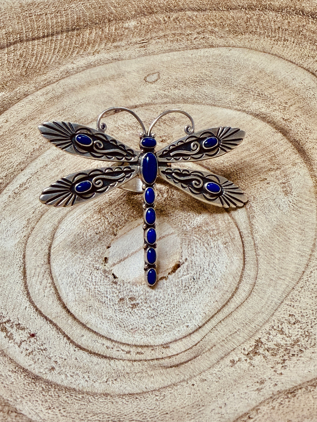 Blue Lapis Dragonfly Adjustable Ring by LC