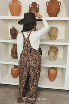 Brown Rodeo Western Wide Leg Ruffle Jumpsuit