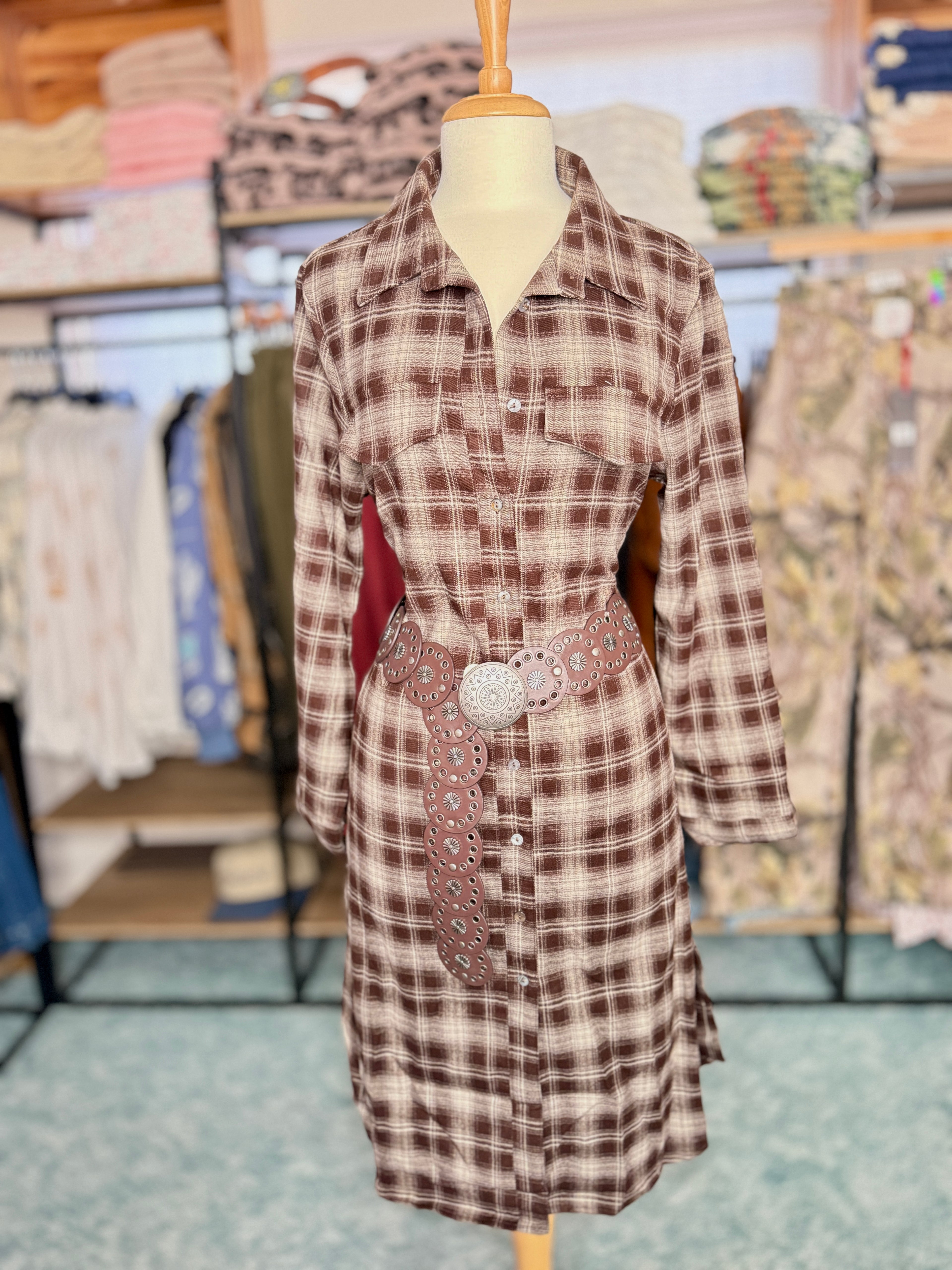 Frontier Plaid Midi Dress with Pockets