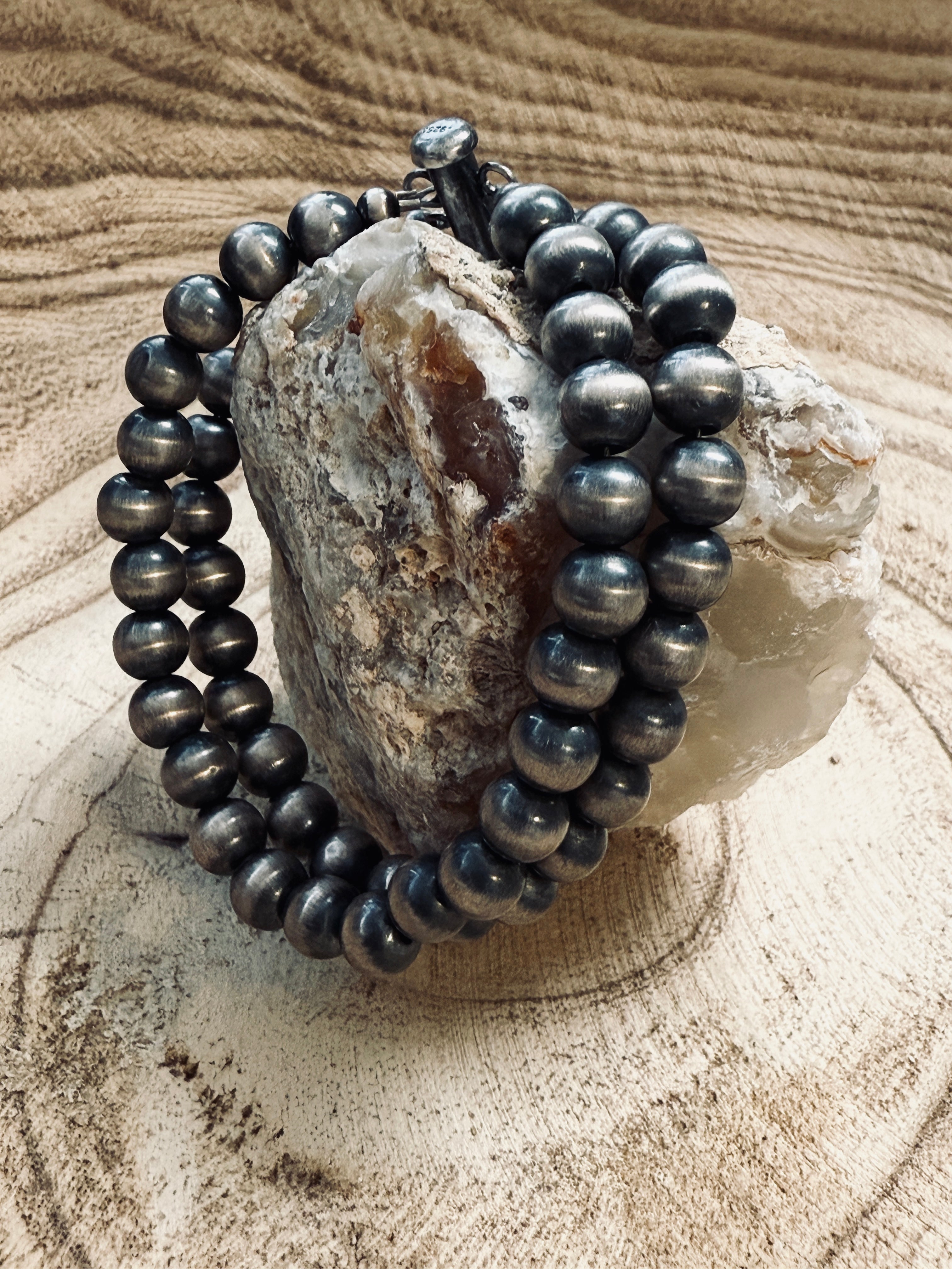 2 Strand Sterling Silver 8MM Bracelet by Mary VanClever