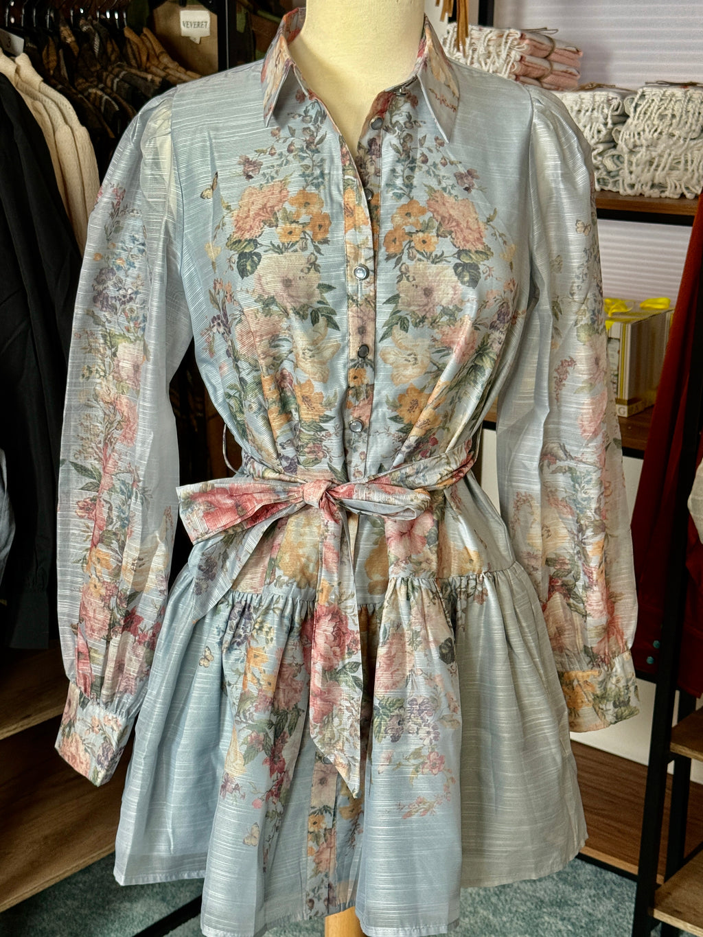 Blue Multi Floral Print Dress