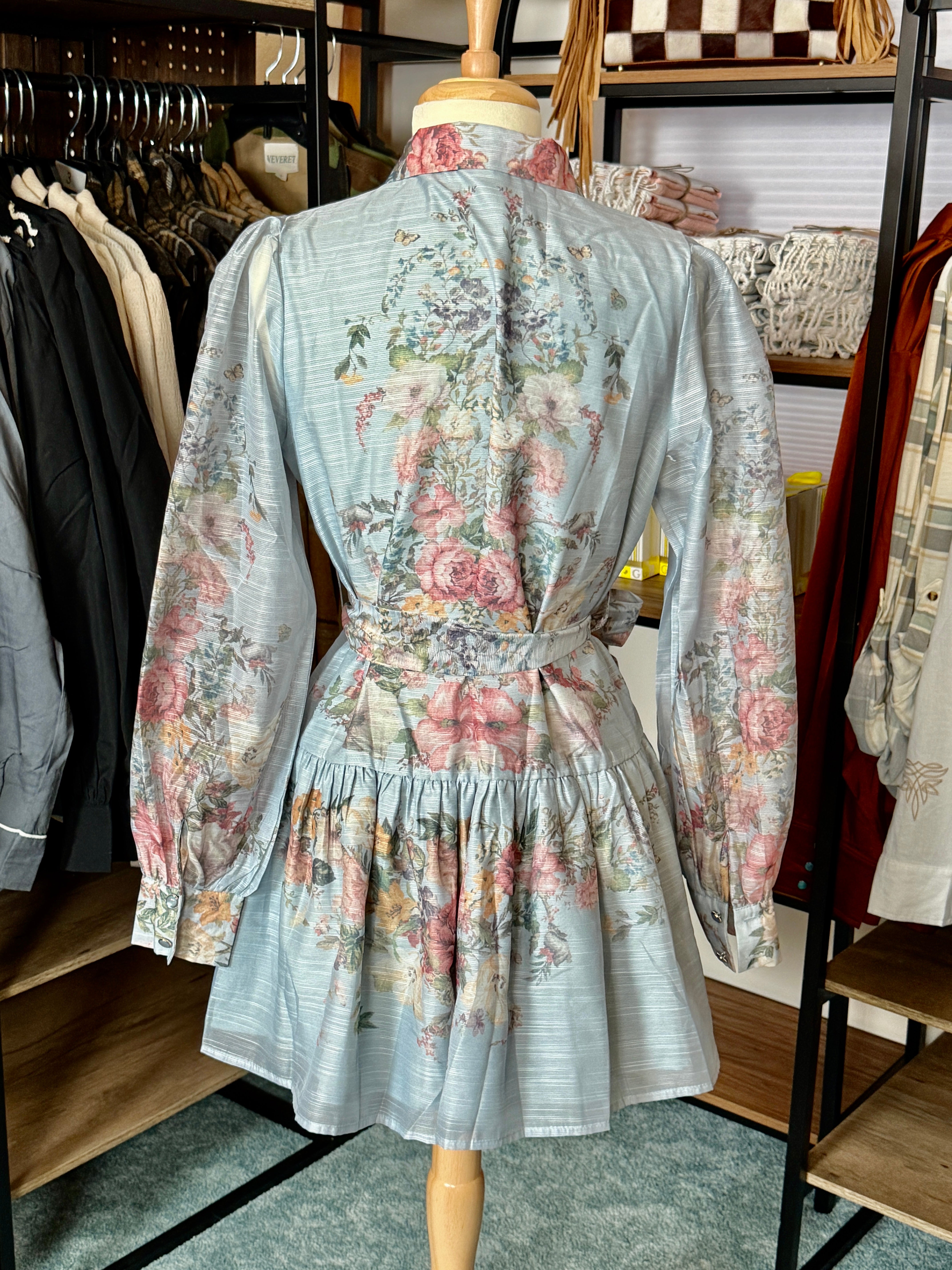 Blue Multi Floral Print Dress