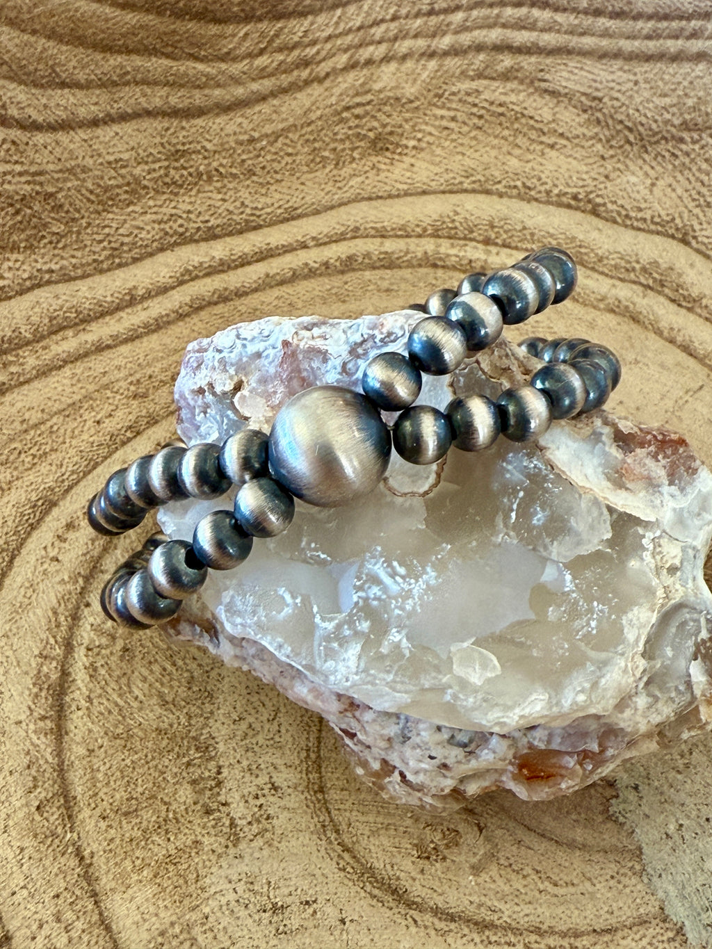 2 Strand Sterling Silver 8MM Bracelet by Mary VanClever