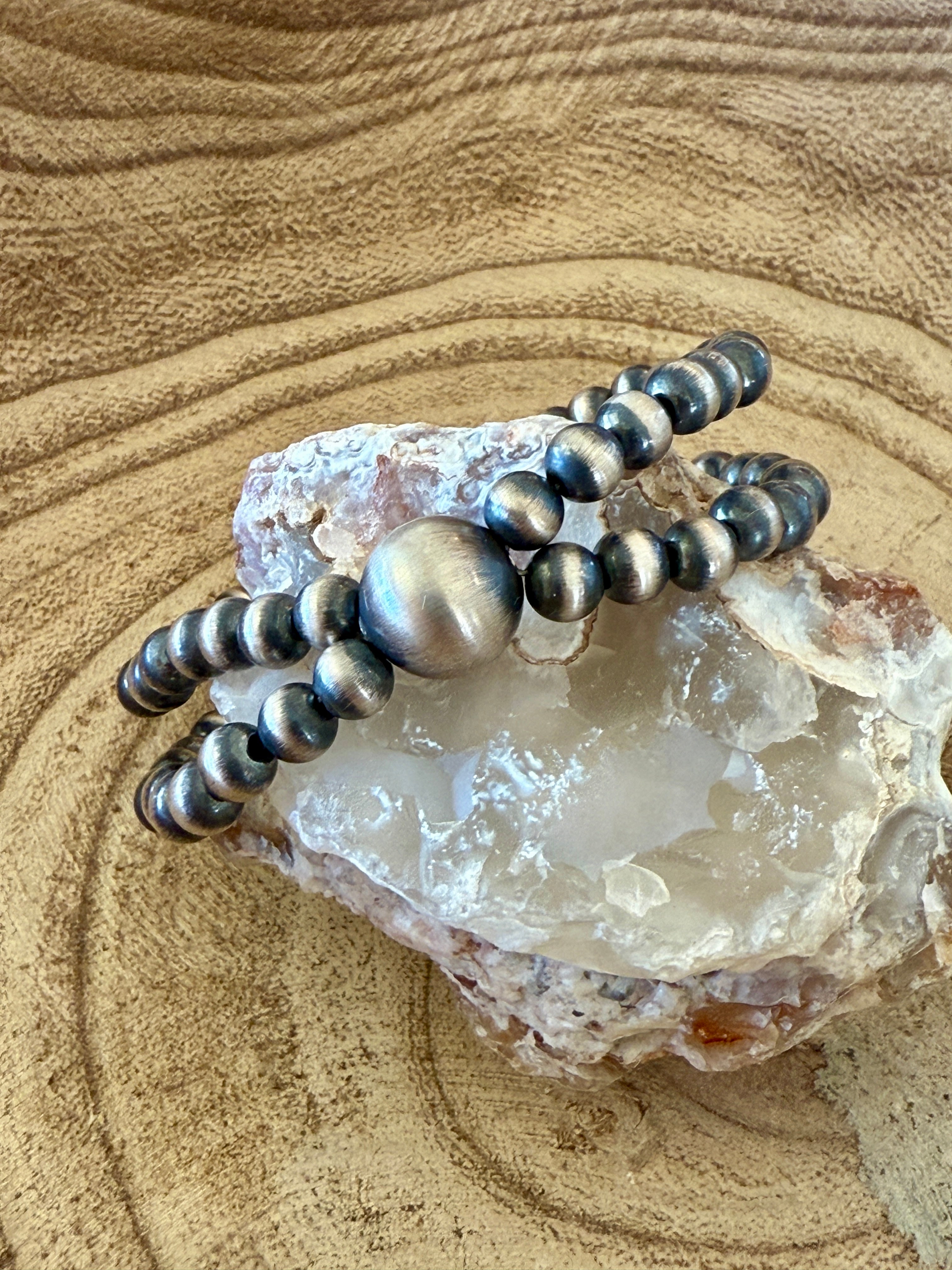 2 Strand Sterling Silver 8MM Bracelet by Mary VanClever
