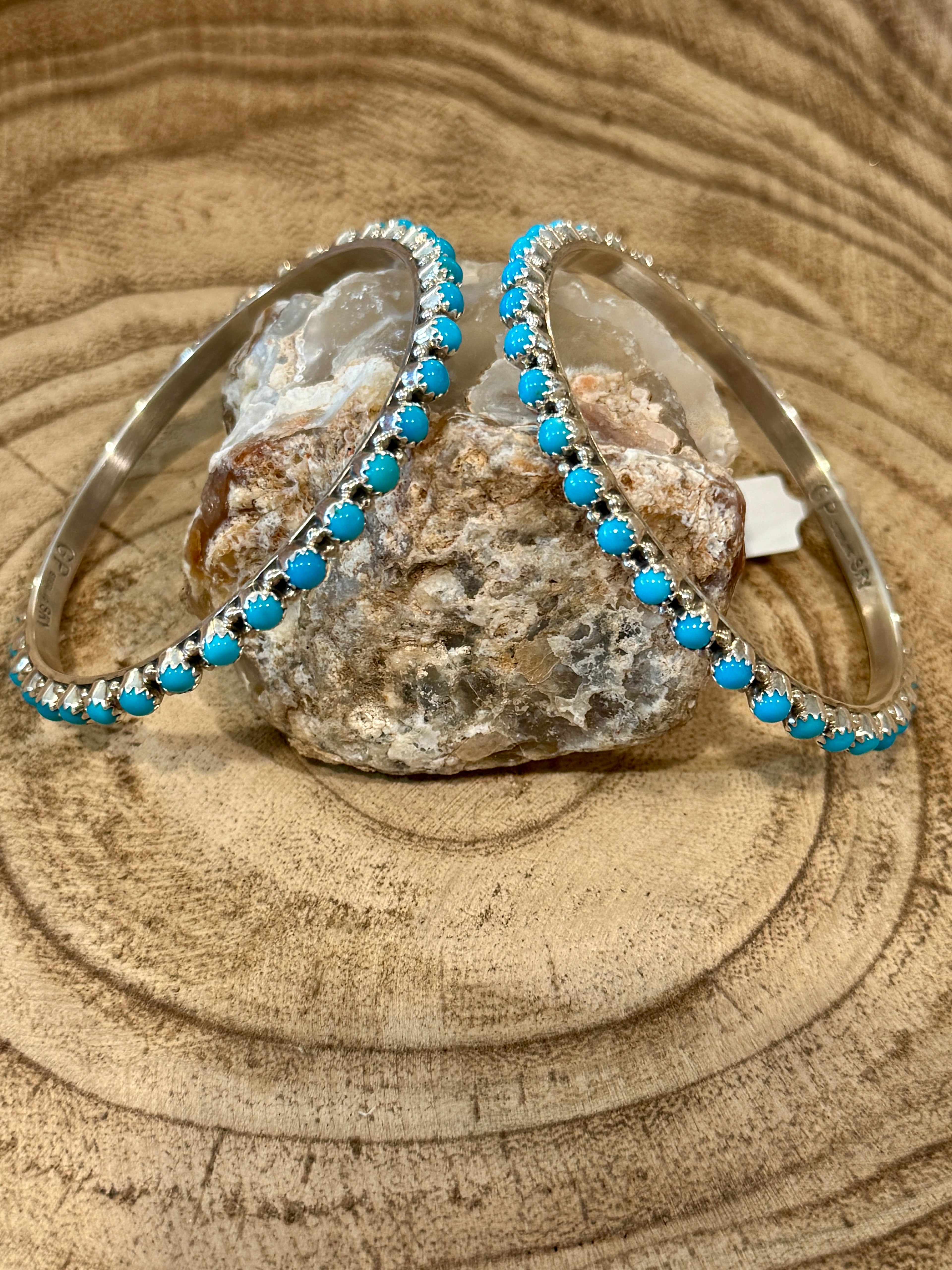 Kingman and Sterling Silver Bangle Bracelet By Gaynell Parker