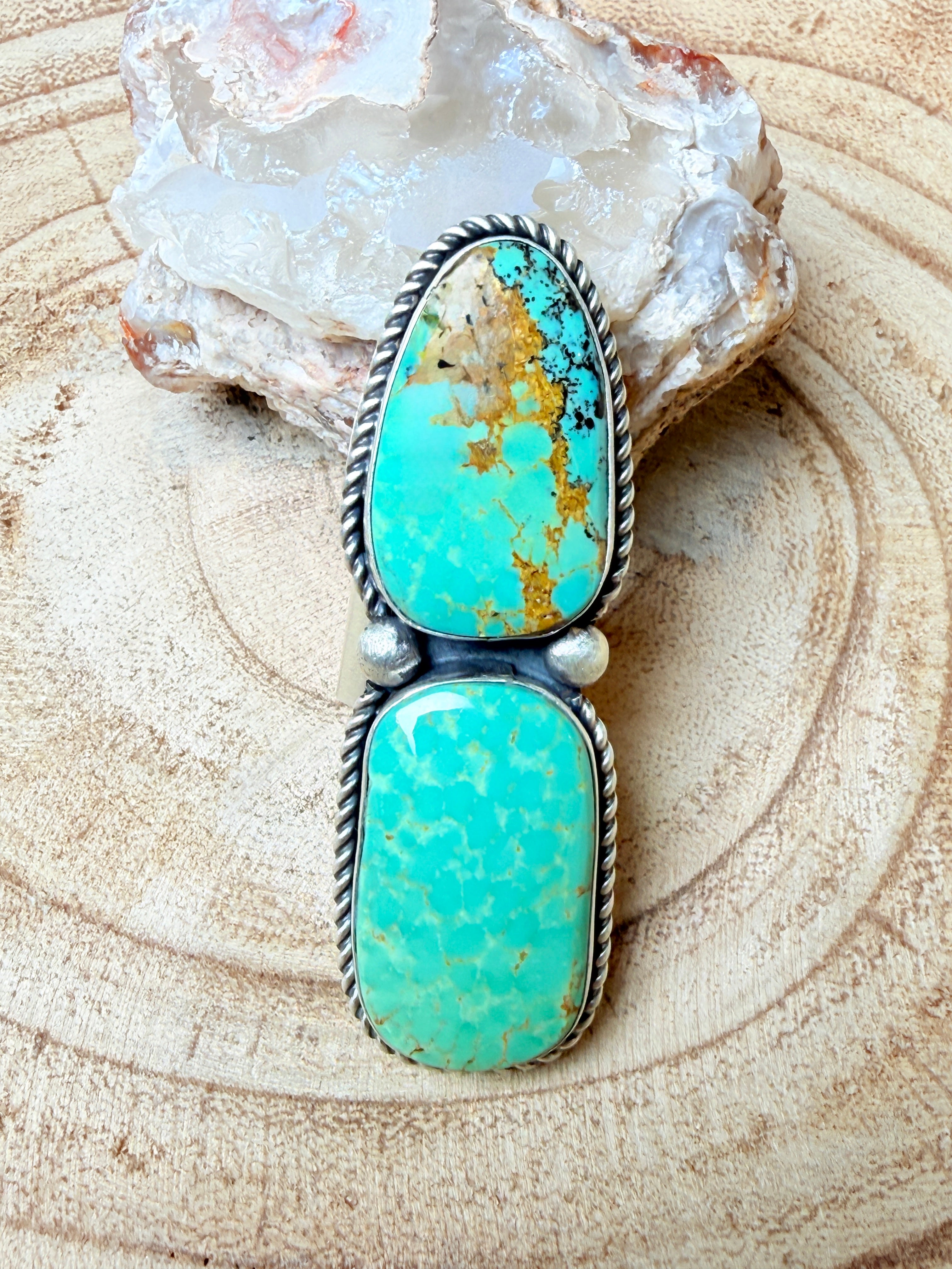 Large Two Stone Adjustable Crawler Ring