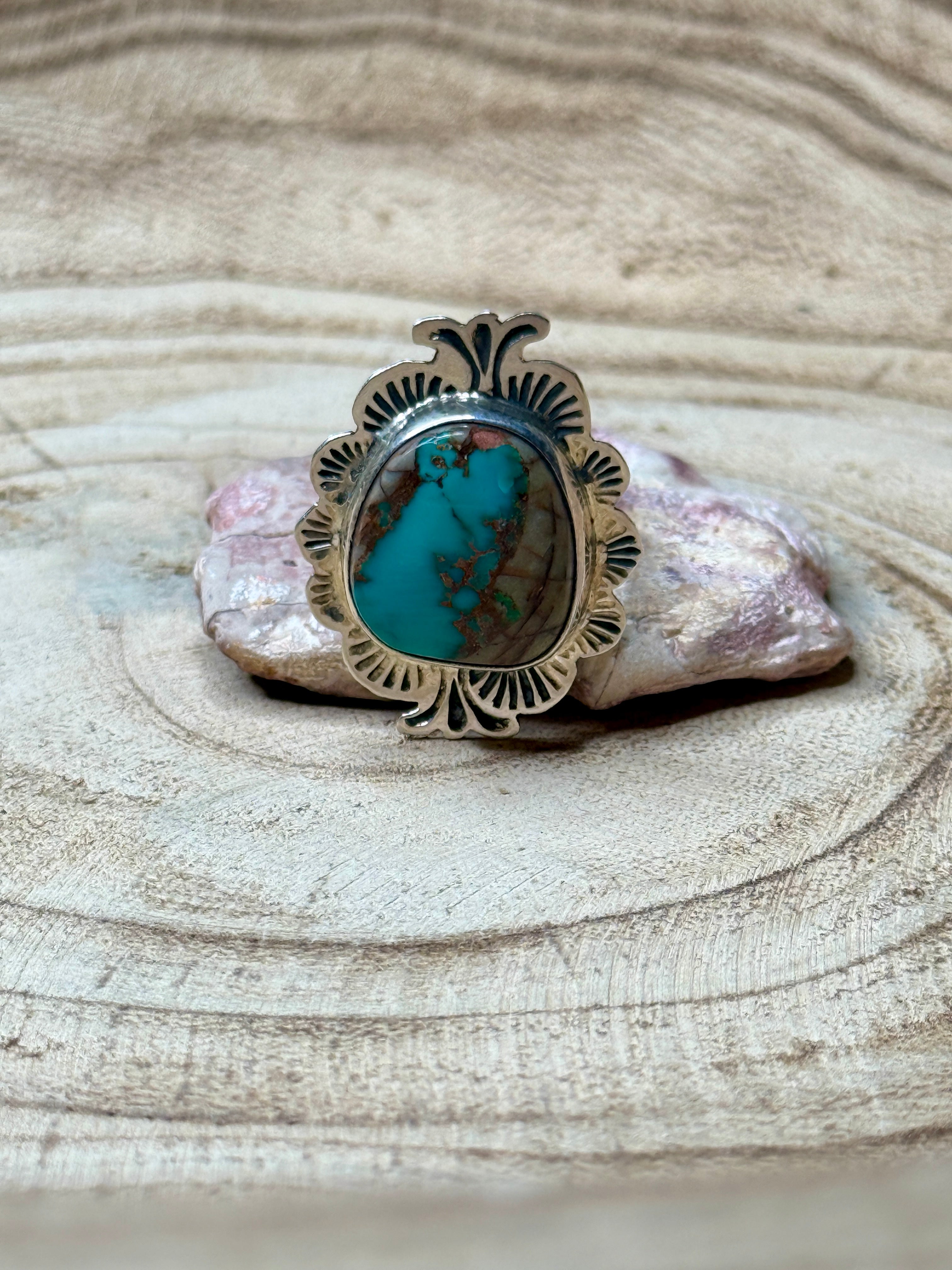 Boulder Turquoise Ring by Jacob Troncosa - Size 8.5