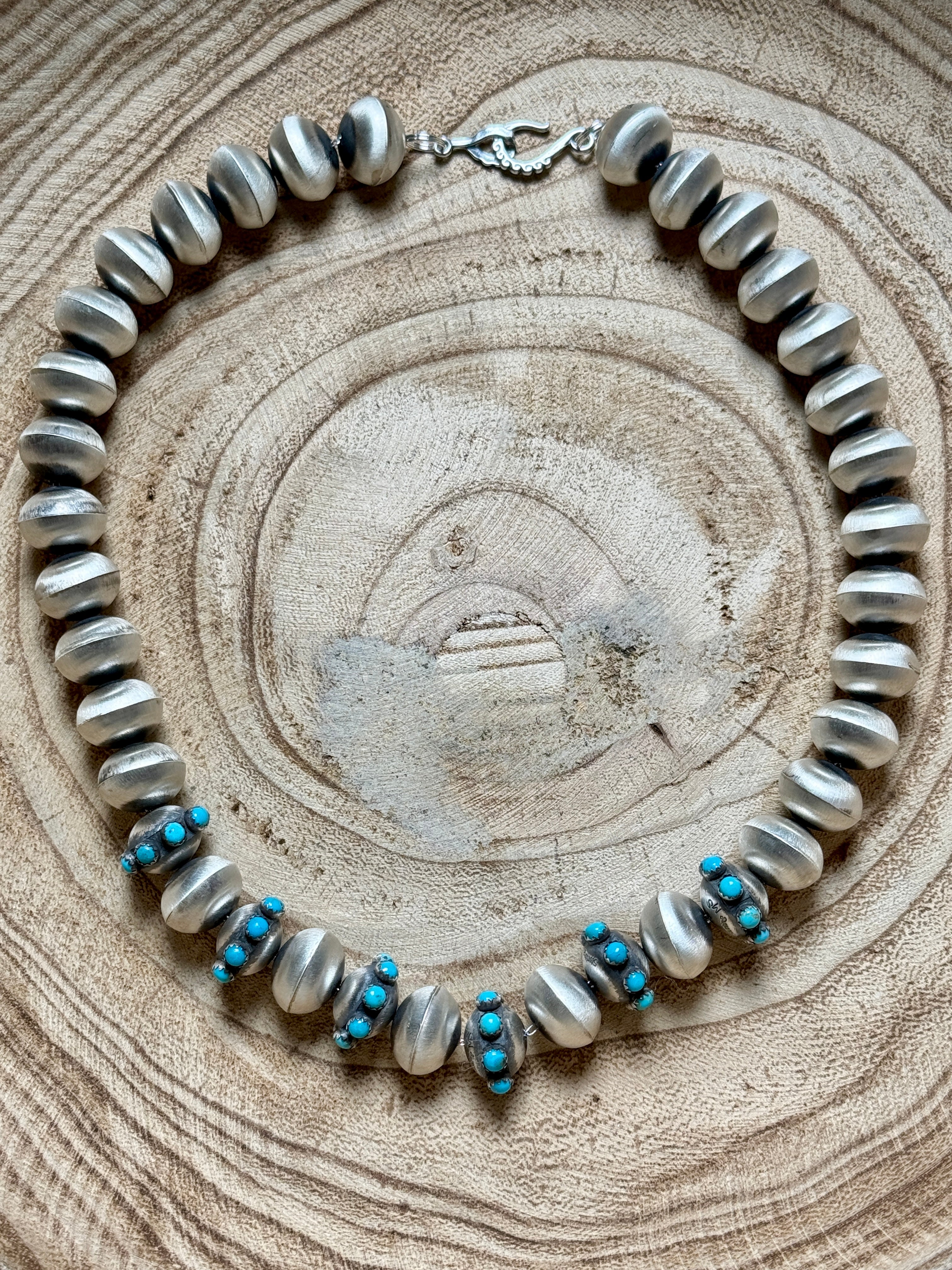 Monica Smith Sterling Silver Handmade Pearls with Turquoise