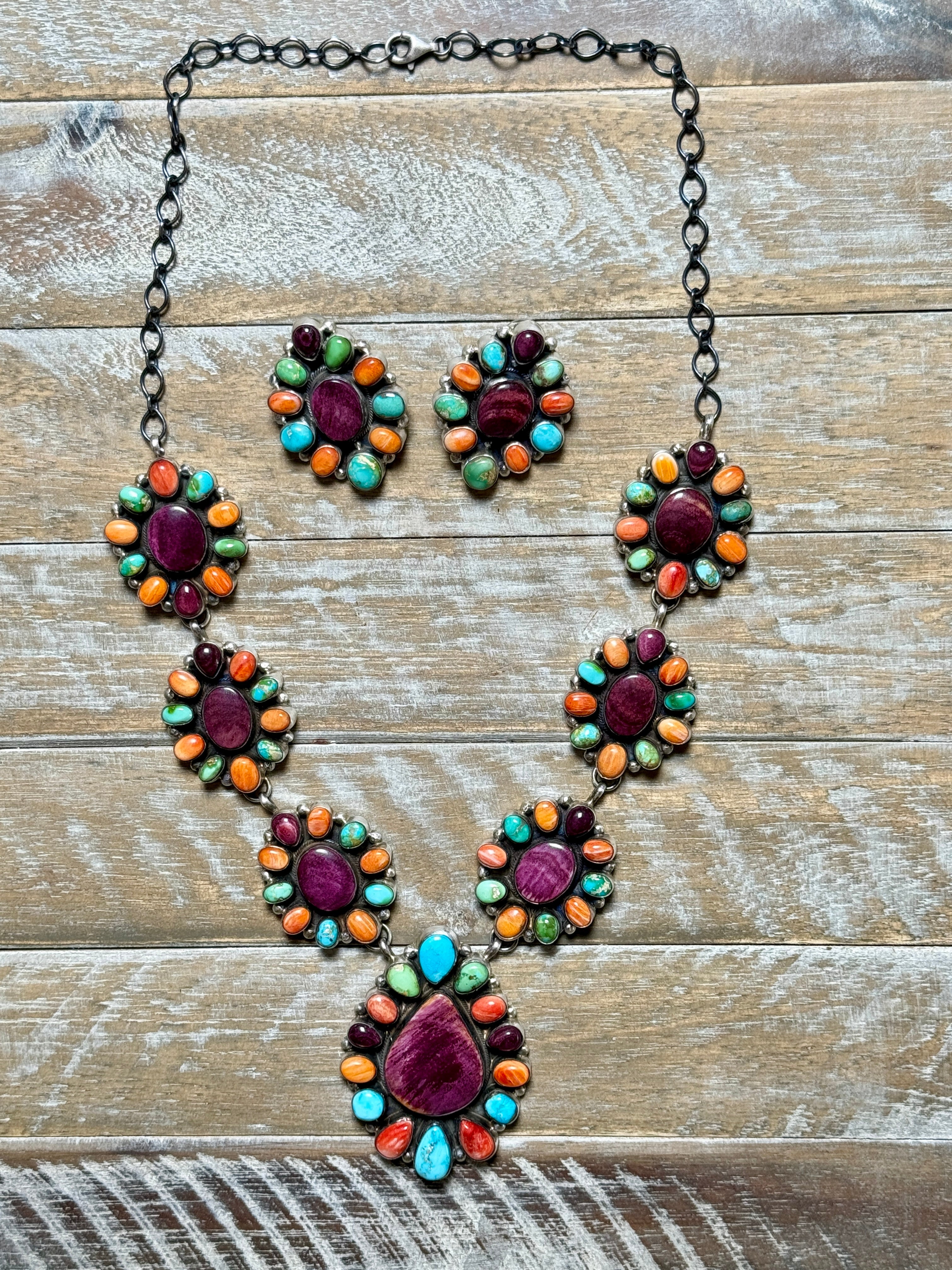 Multi Stone Cluster Lariat Set by Arthur J Brugge
