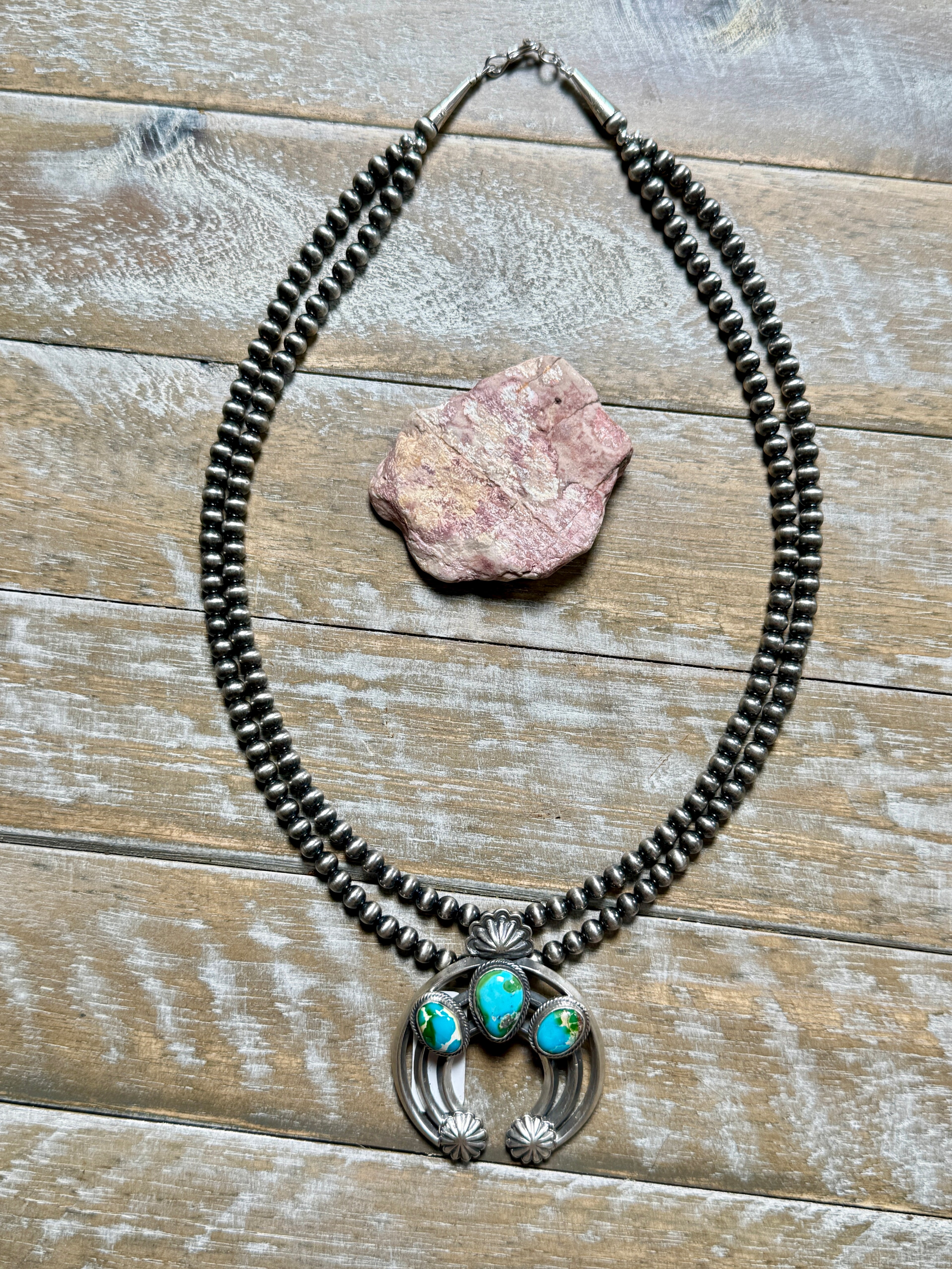 Sonoran Gold Naja on Double Strand 5mm pearls by Tom Lewis