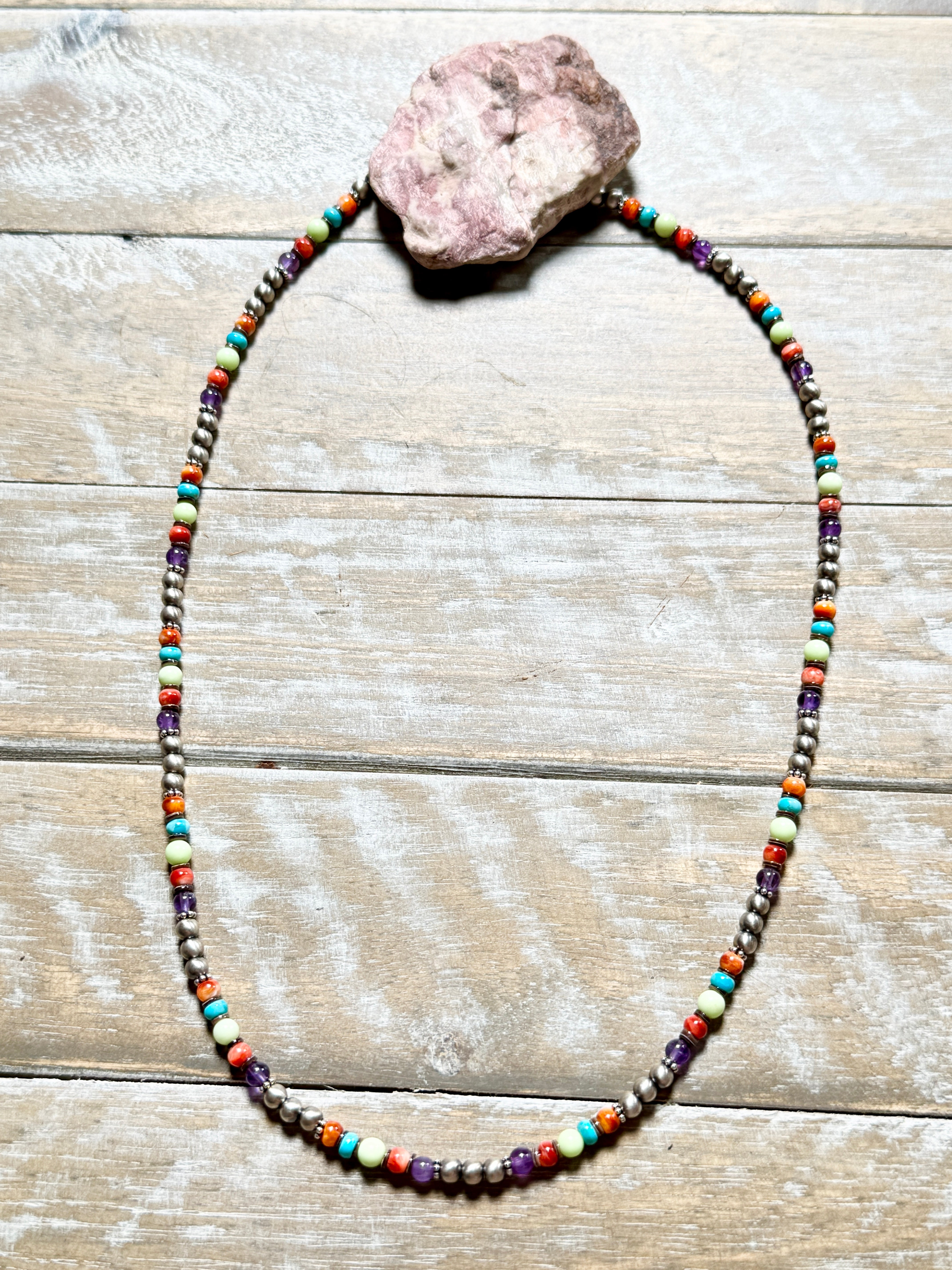 Multi Stone and Sterling Silver Bead Necklaces
