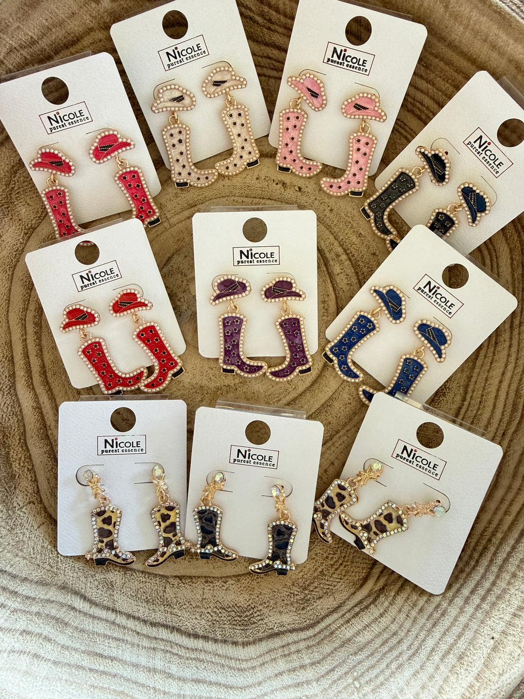 Bling Cowboy Boot Earrings