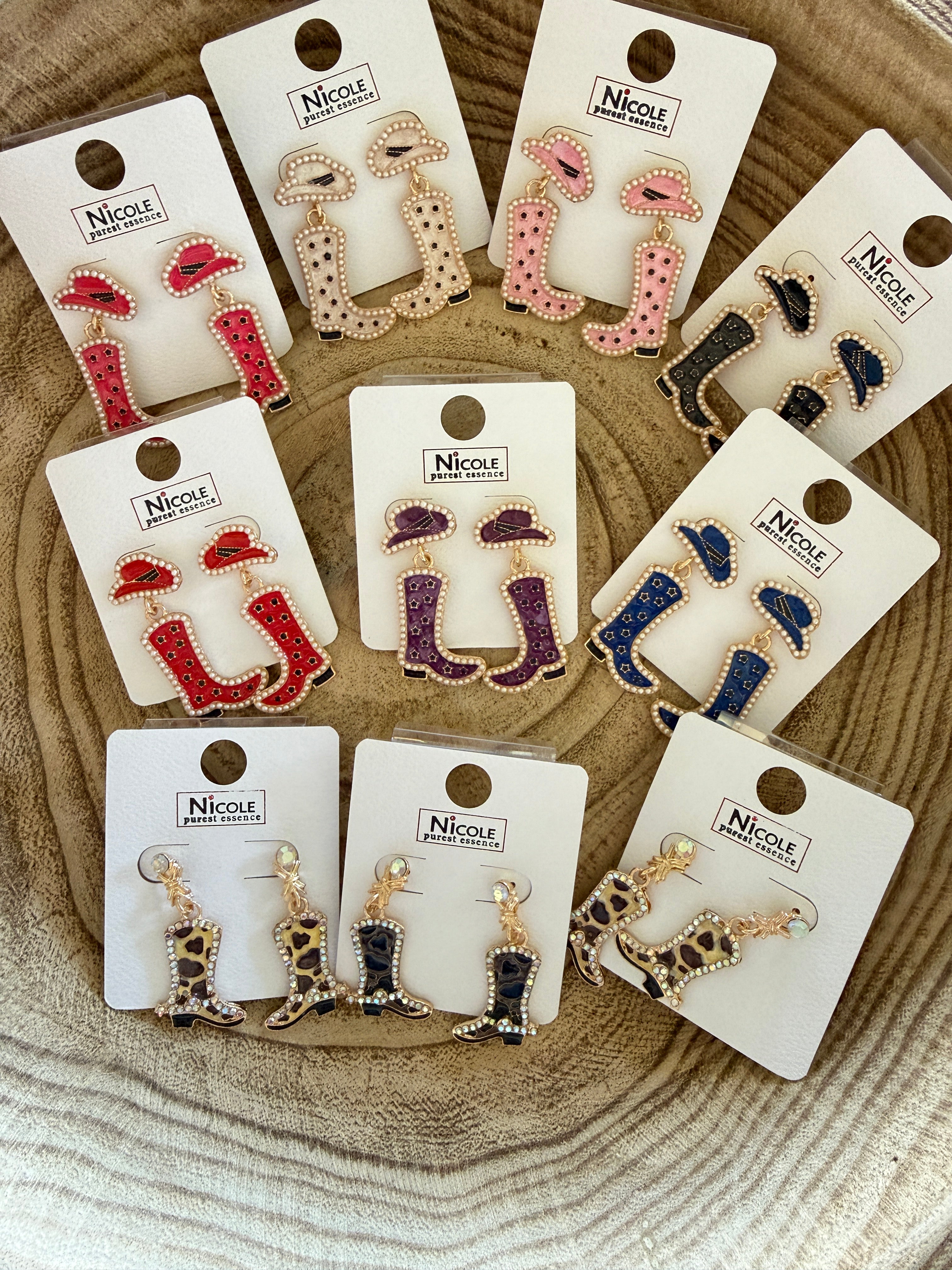 Bling Cowboy Boot Earrings