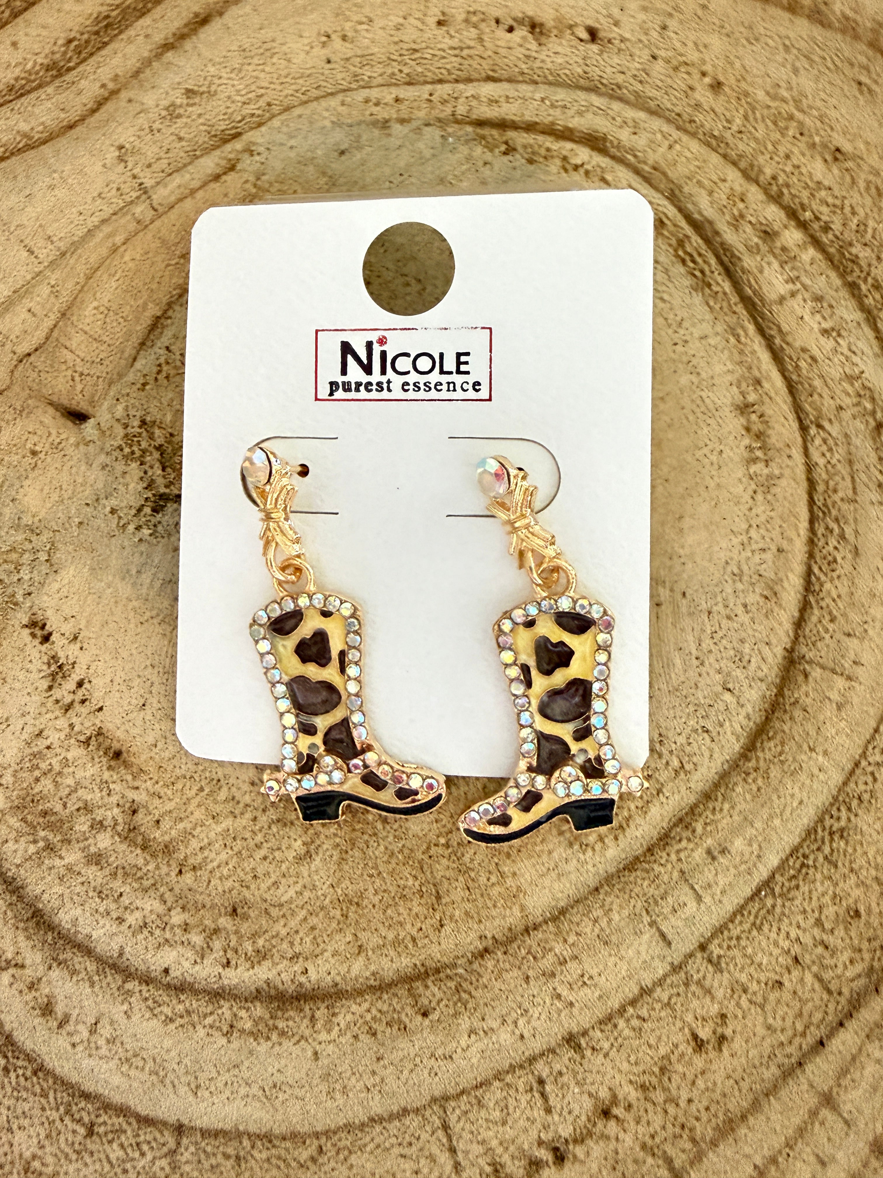 Bling Cowboy Boot Earrings