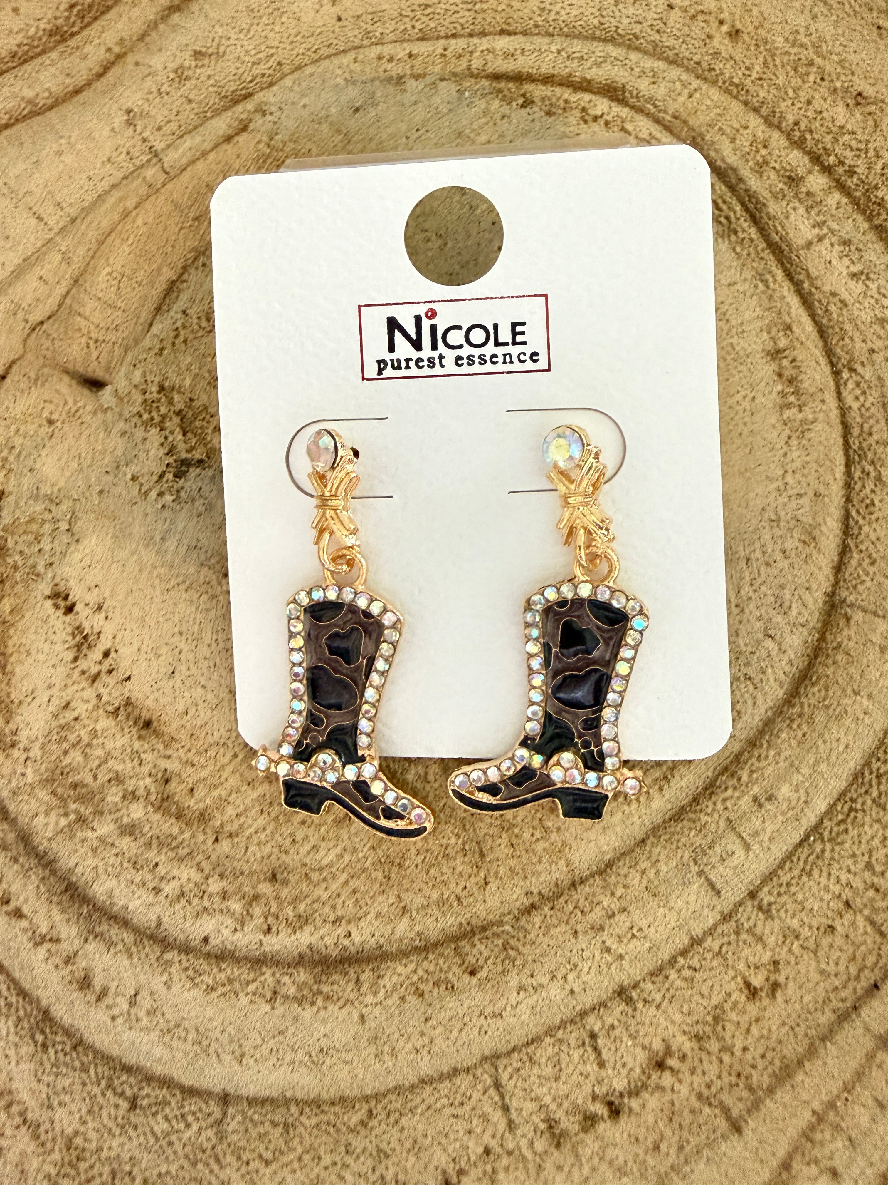 Bling Cowboy Boot Earrings