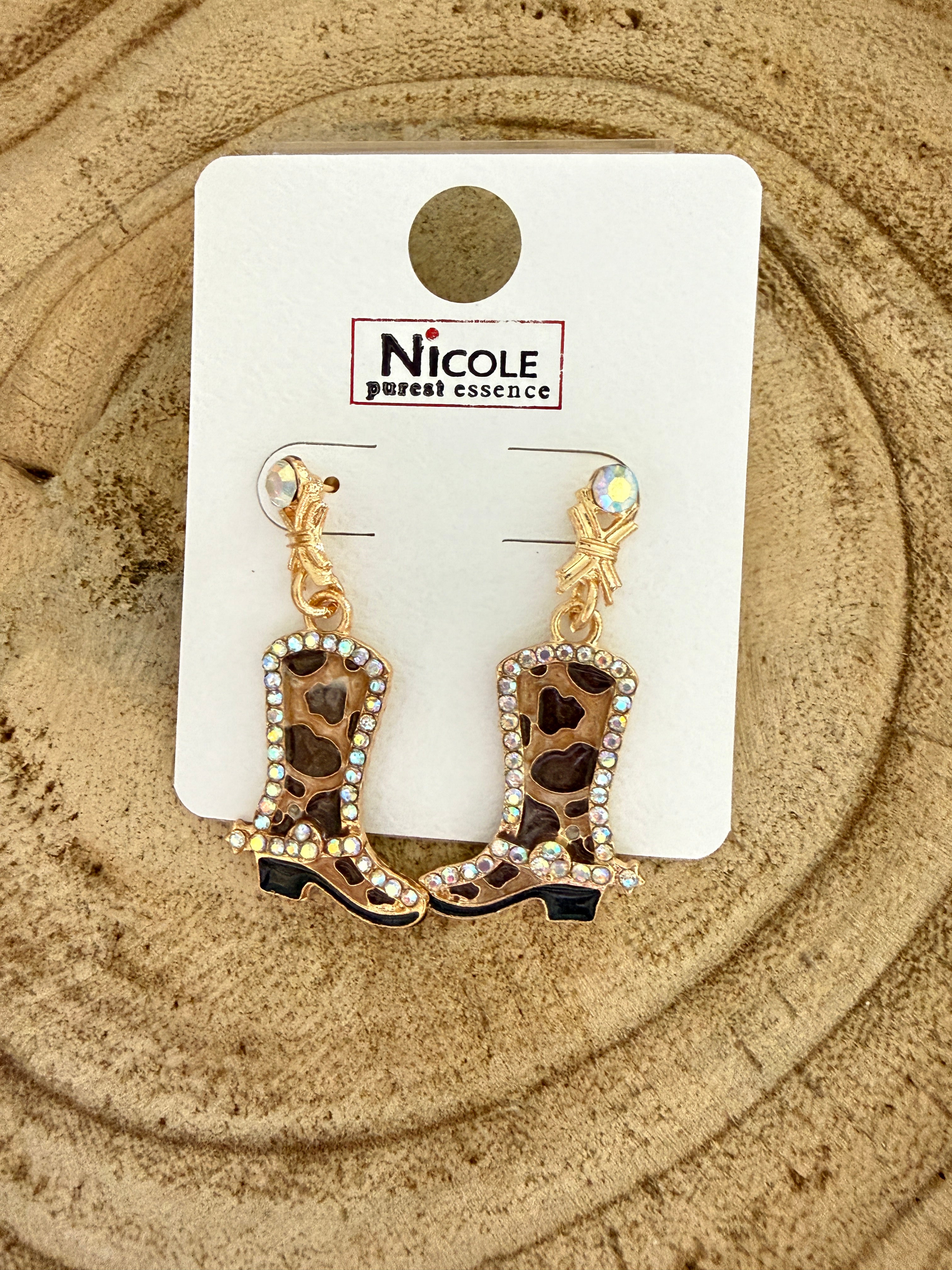 Bling Cowboy Boot Earrings