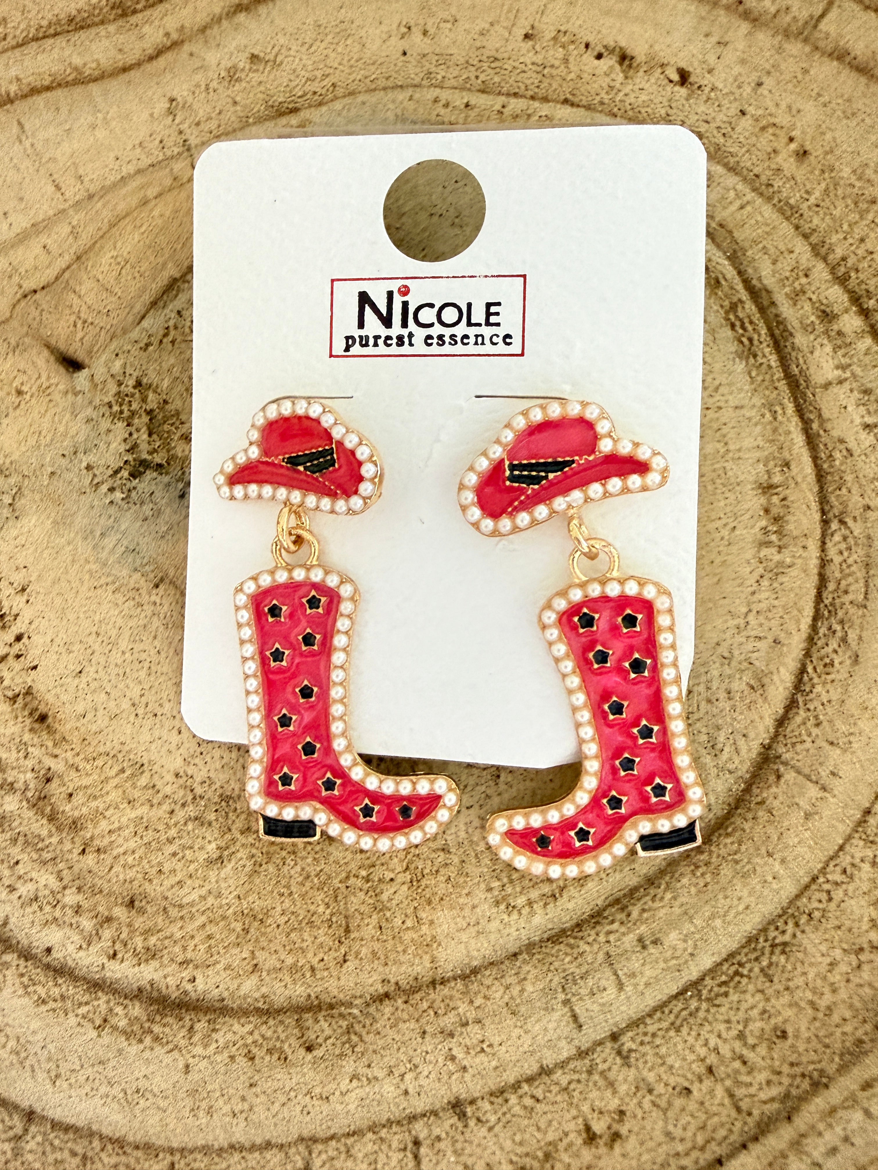Bling Cowboy Boot Earrings