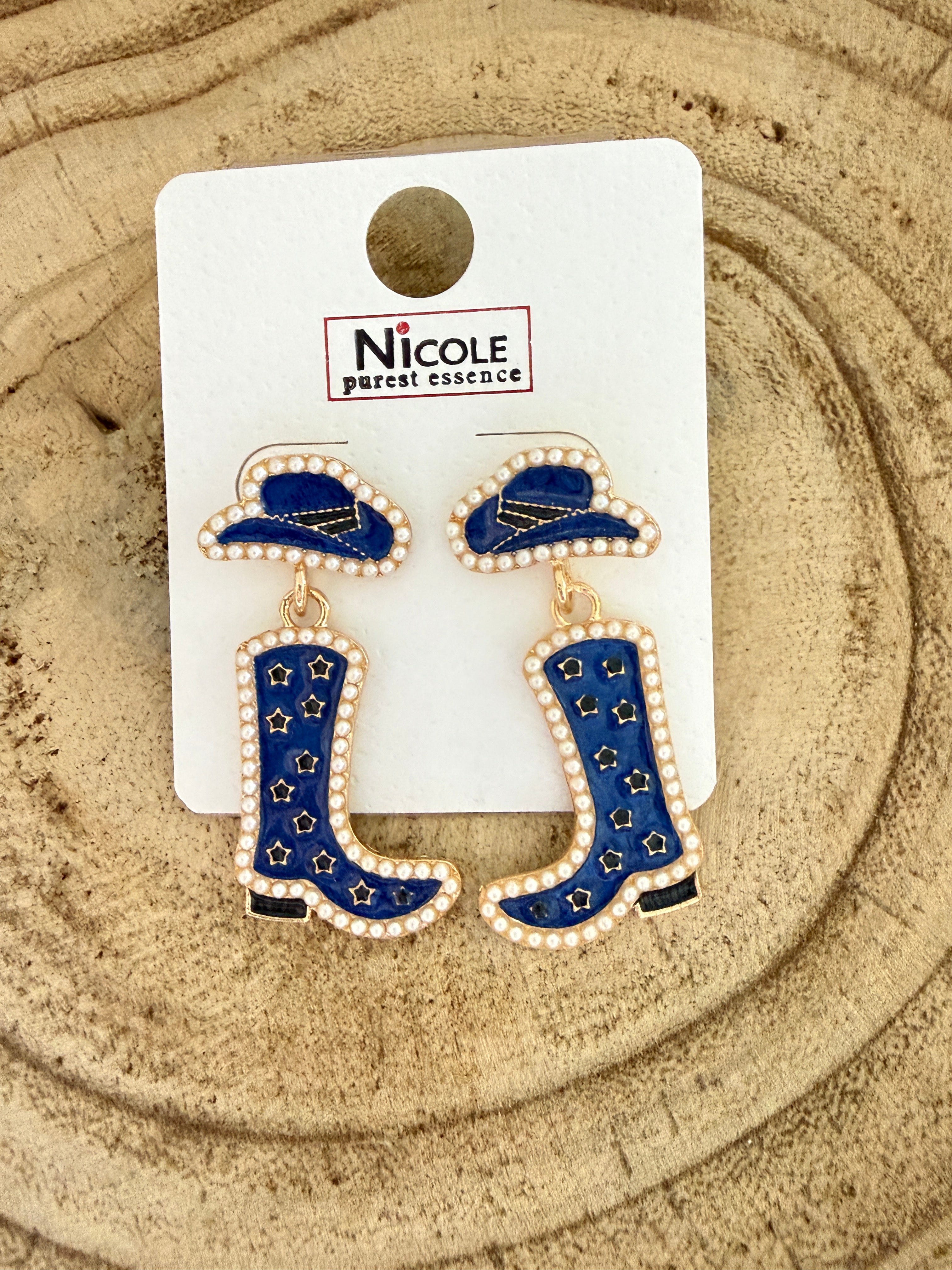 Bling Cowboy Boot Earrings