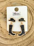 Bling Cowboy Boot Earrings
