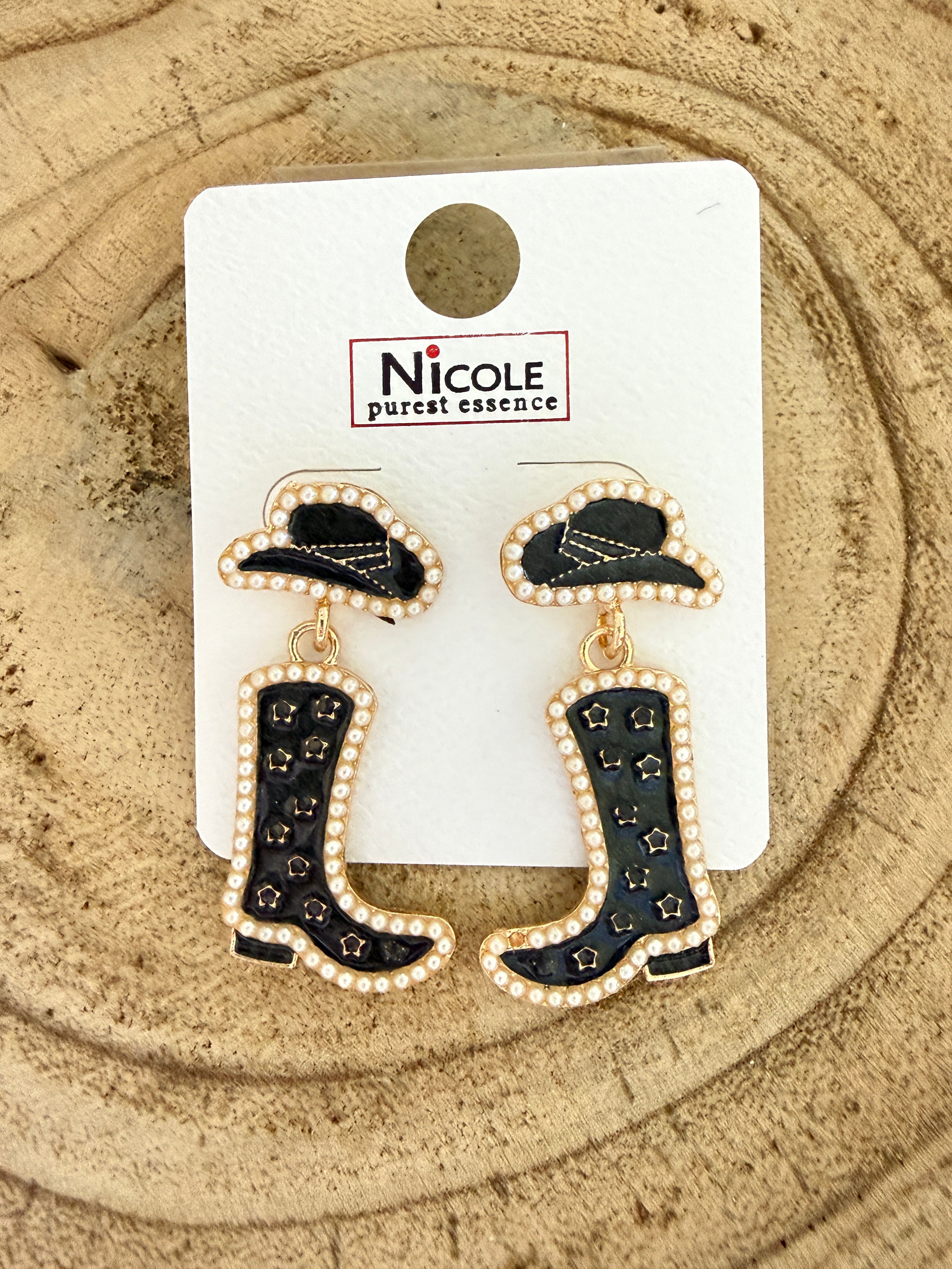 Bling Cowboy Boot Earrings
