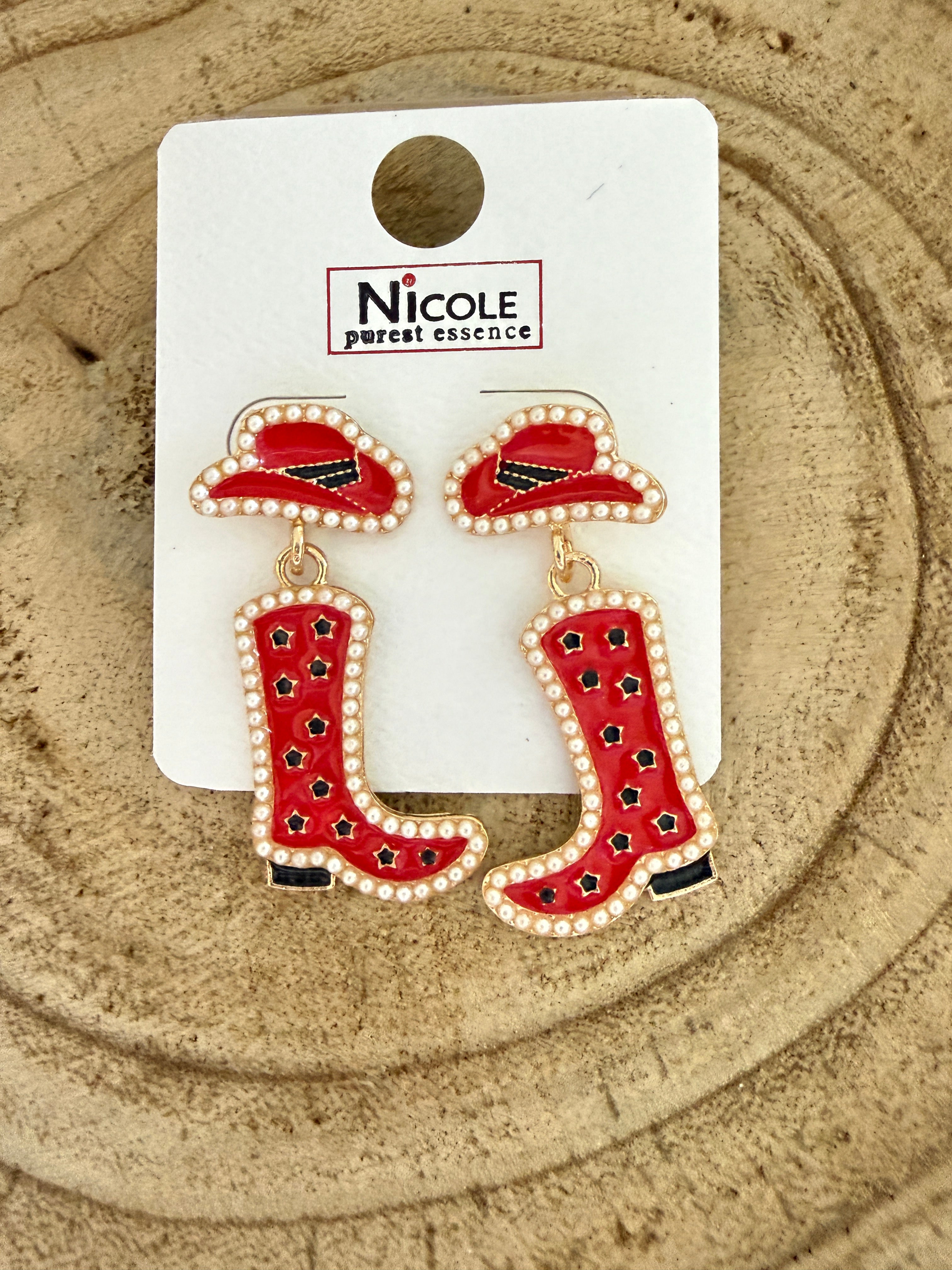 Bling Cowboy Boot Earrings