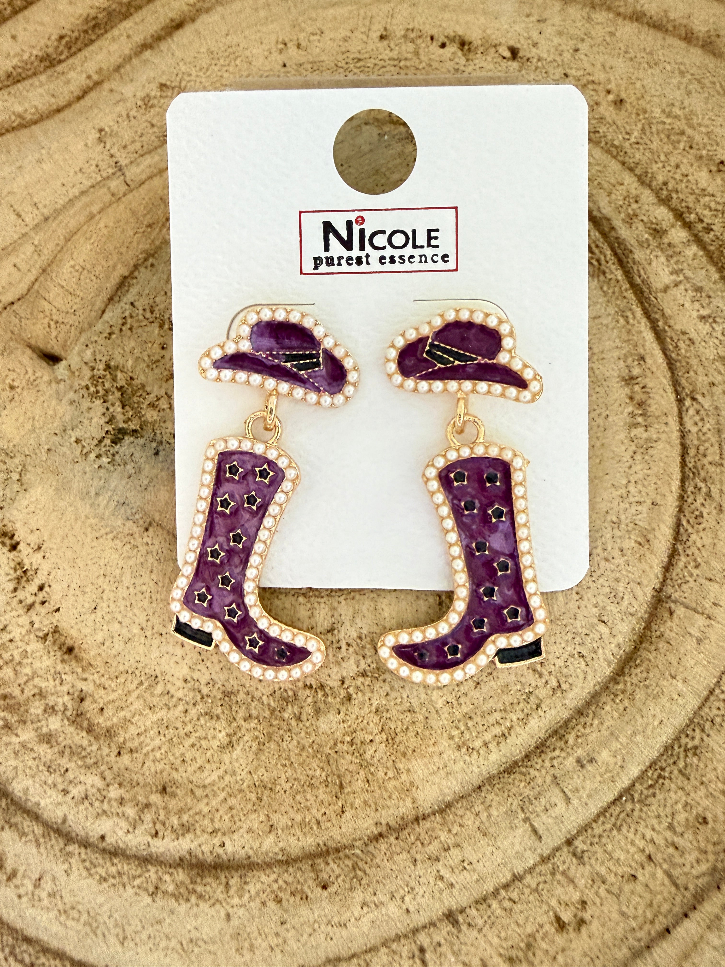 Bling Cowboy Boot Earrings