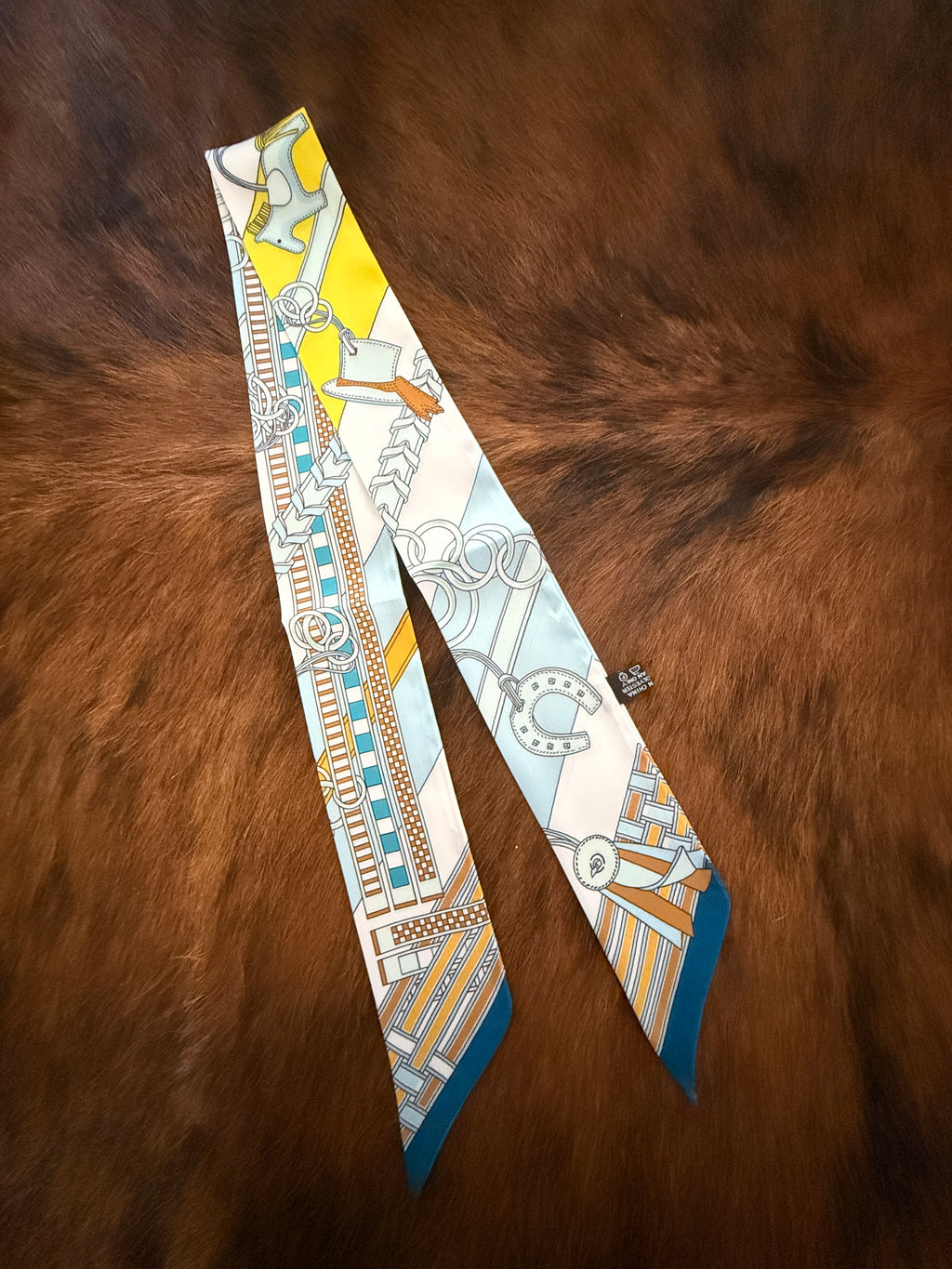 Decorative headband with patterns on a fur background