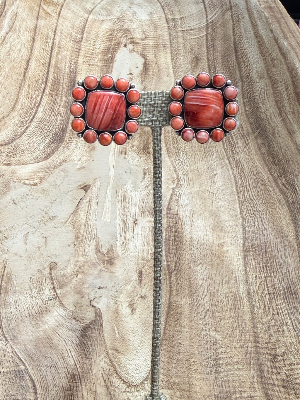 Federico Jimenez Red Mesa Cluster Clip On Earrings