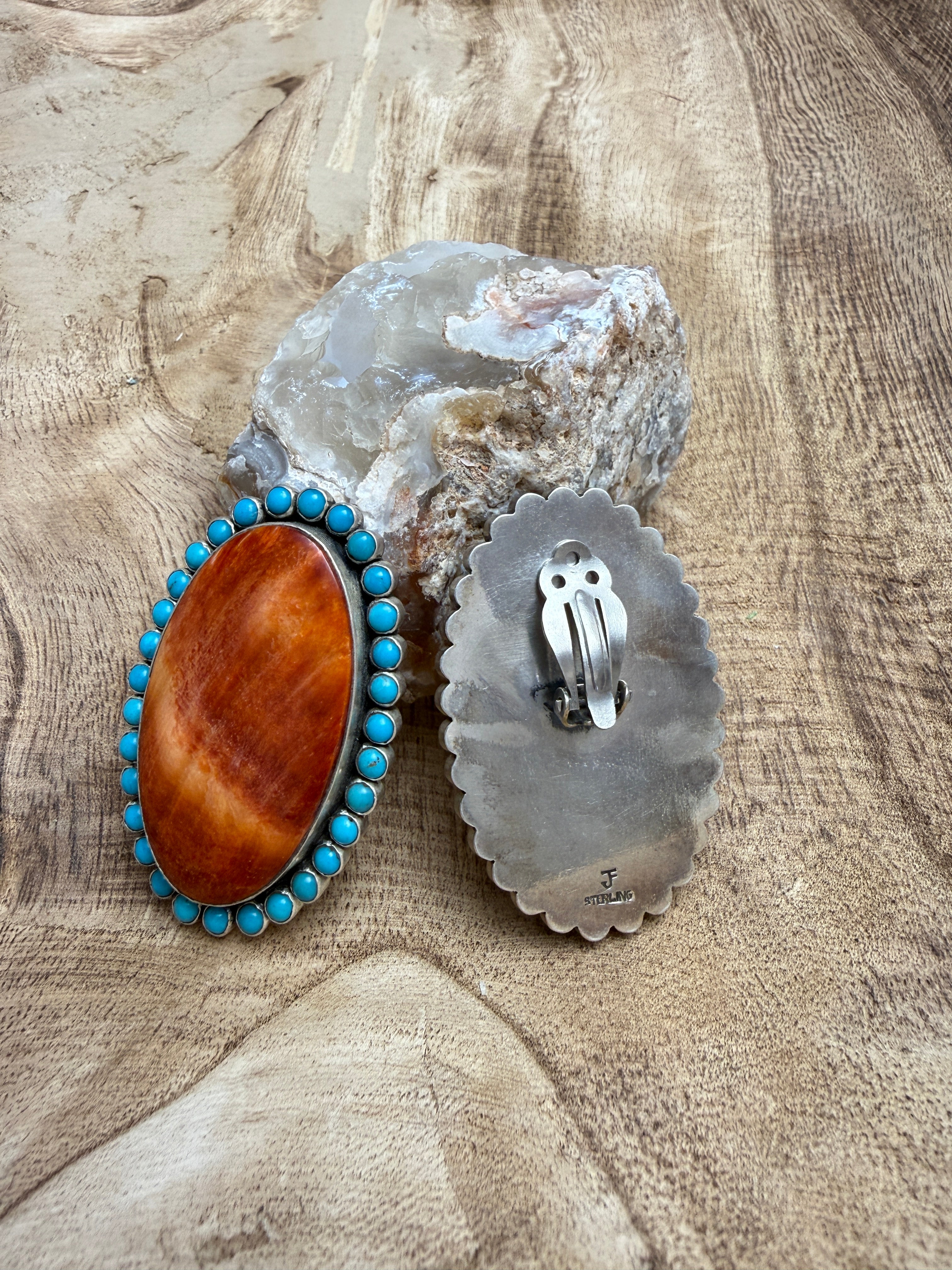 Federico Spiny with Turquoise Clip On Earrings