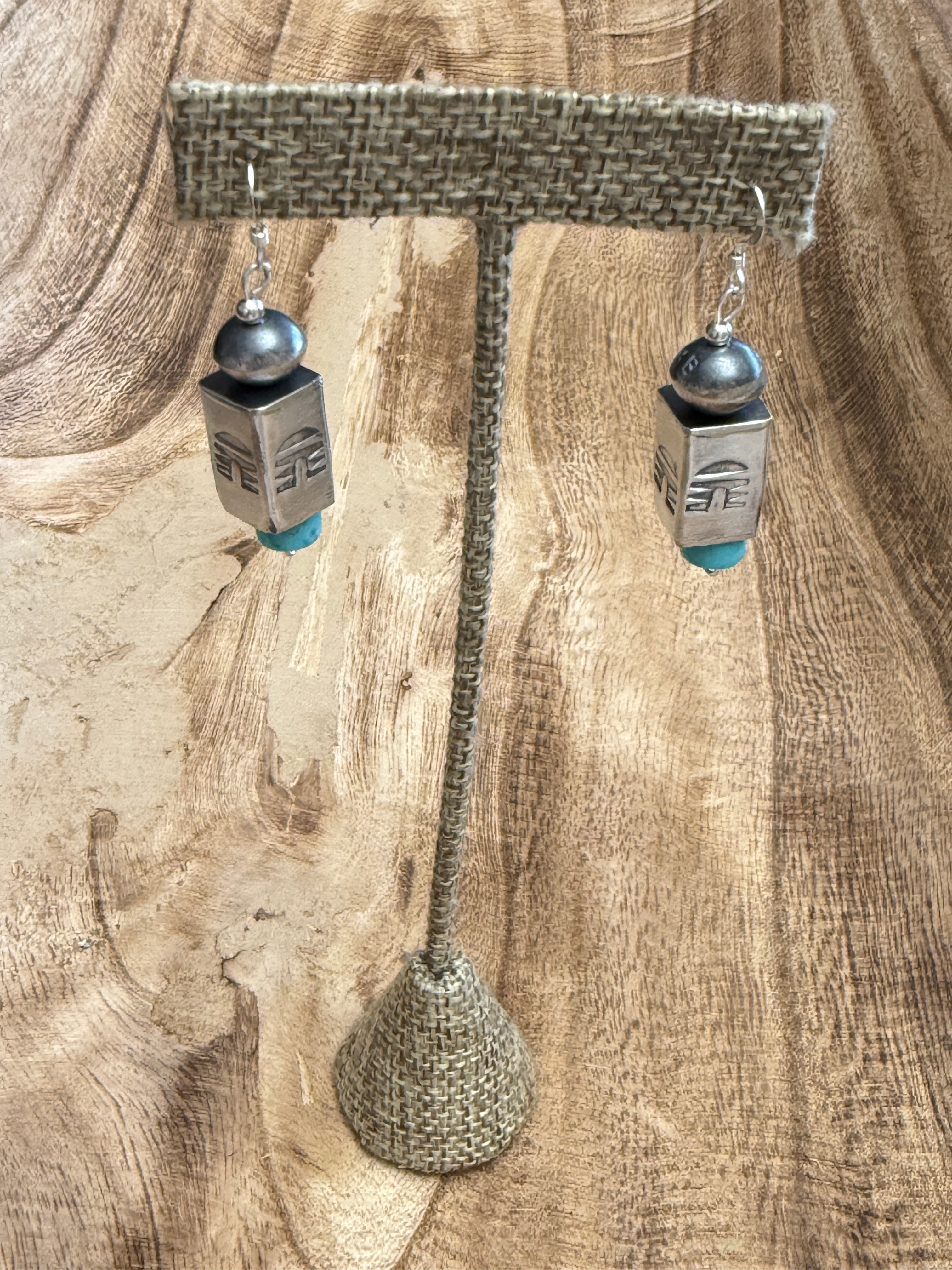 Sophia Becenti Rectangle Bead with Turquoise Earrings