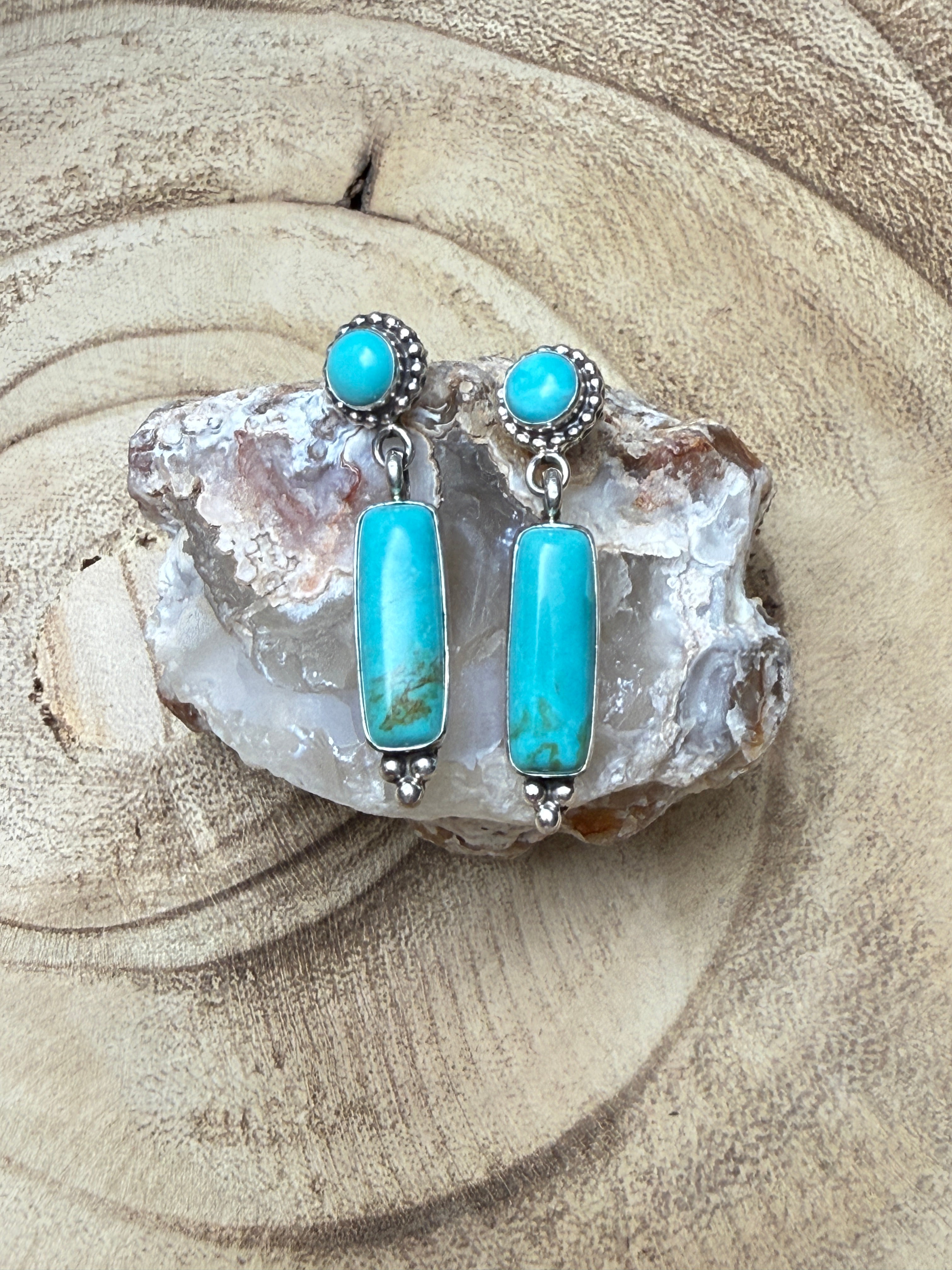 Kingman Turquoise Bar Drop Earrings  by Lavina Benally