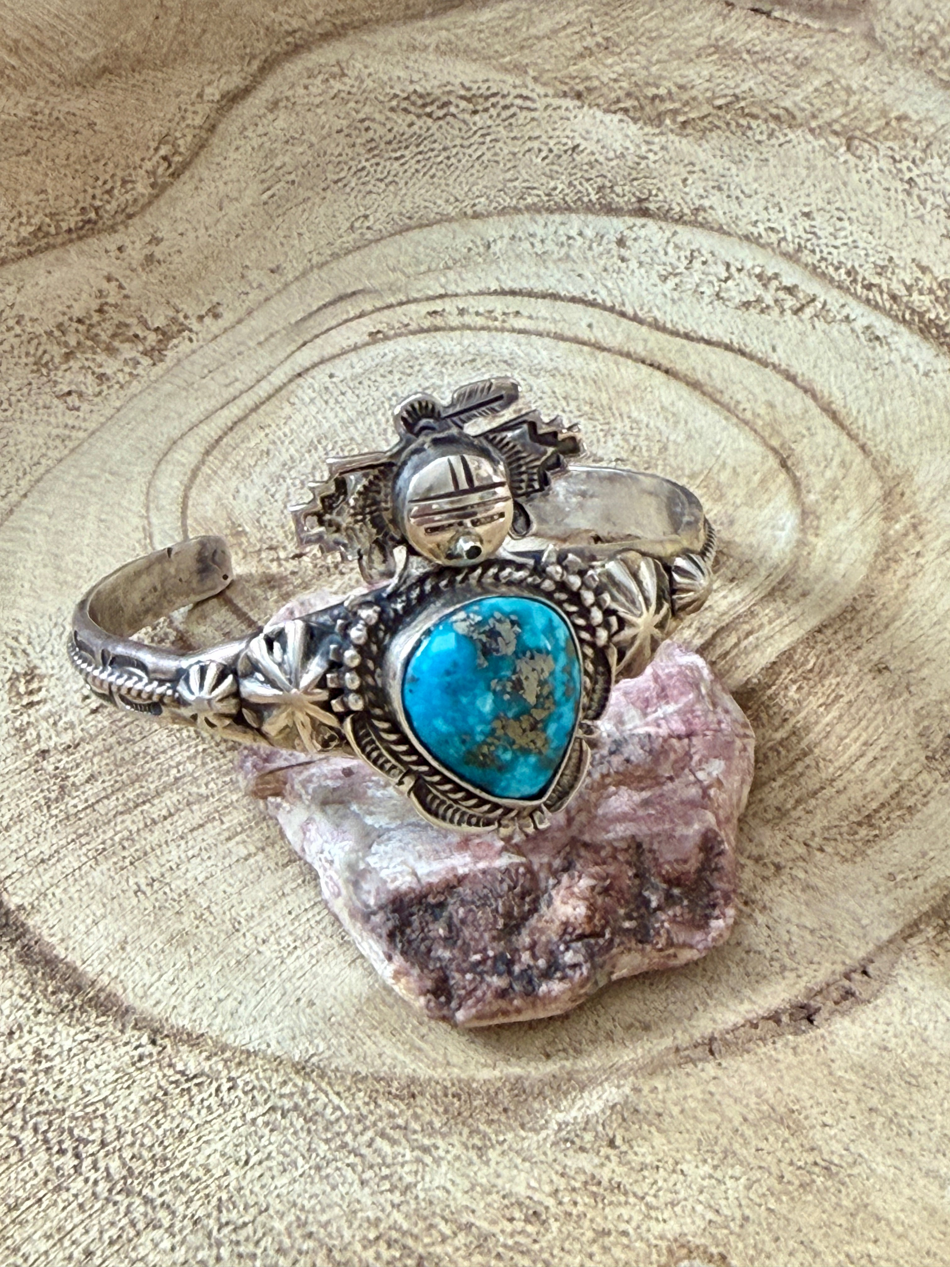 Turquoise and Sterlling silver Maiden Cuff by Bennie Ration