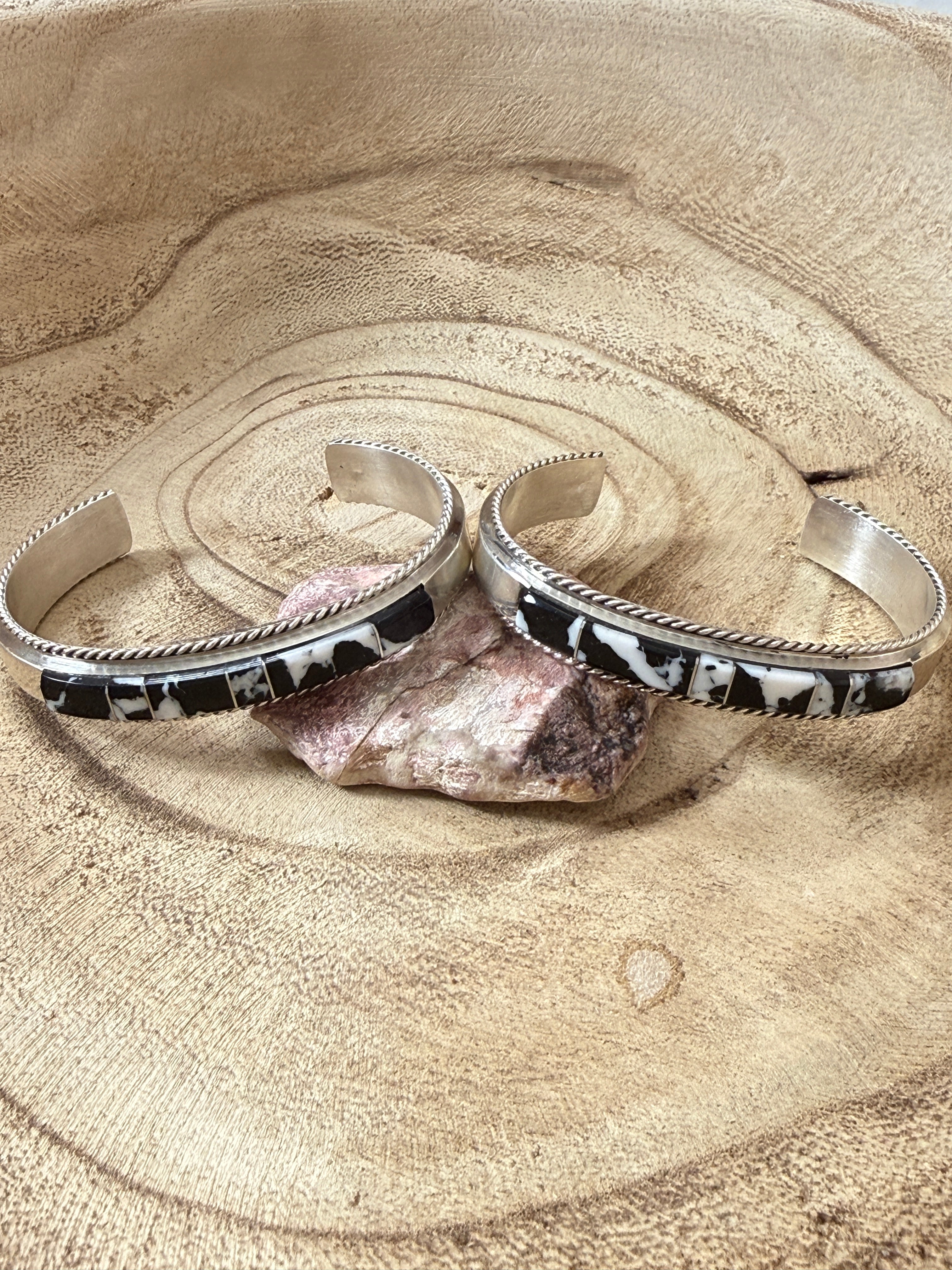 White Buffalo Inlay Cuff by Francis Yazzie