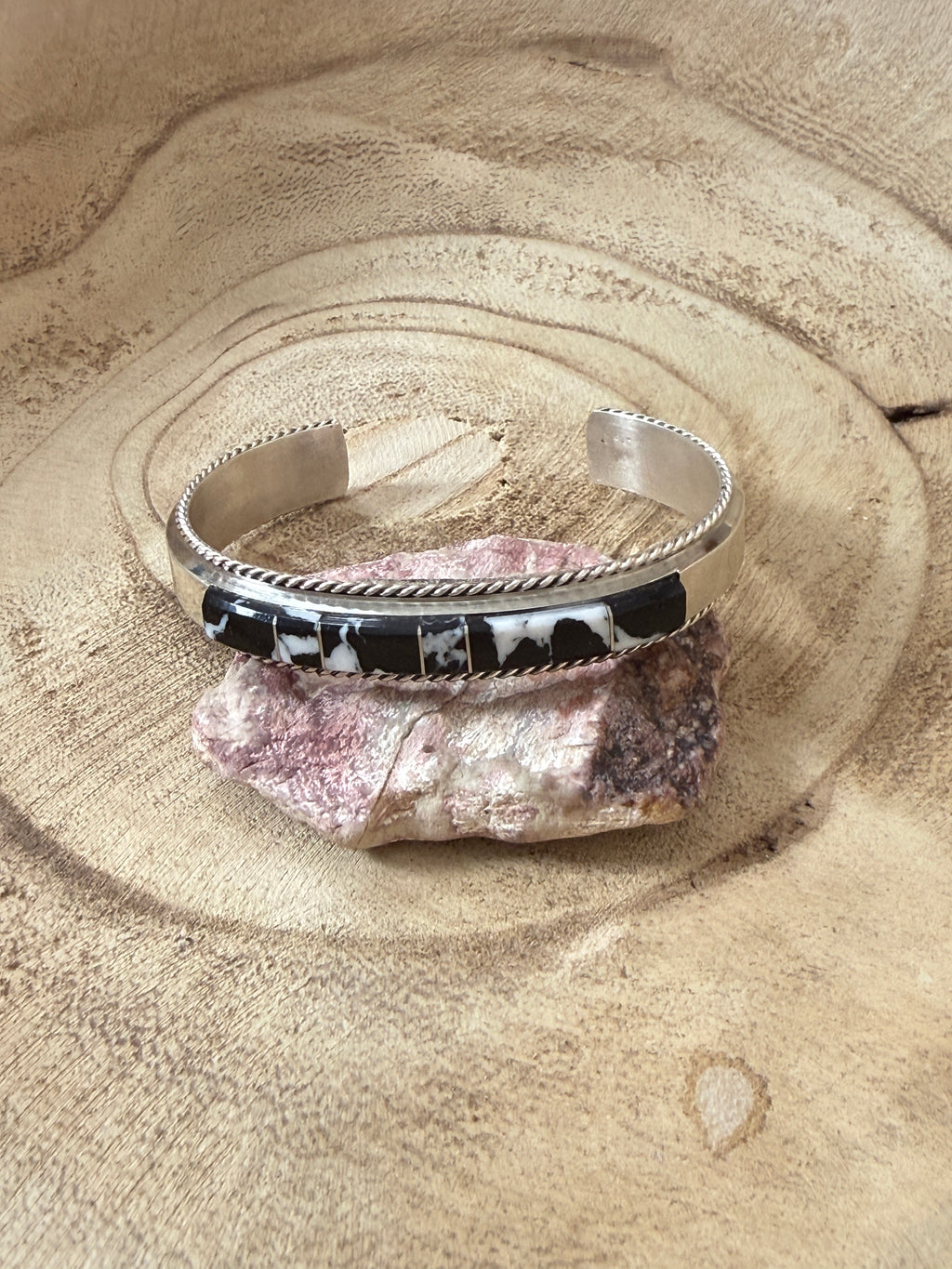 White Buffalo Inlay Cuff by Francis Yazzie