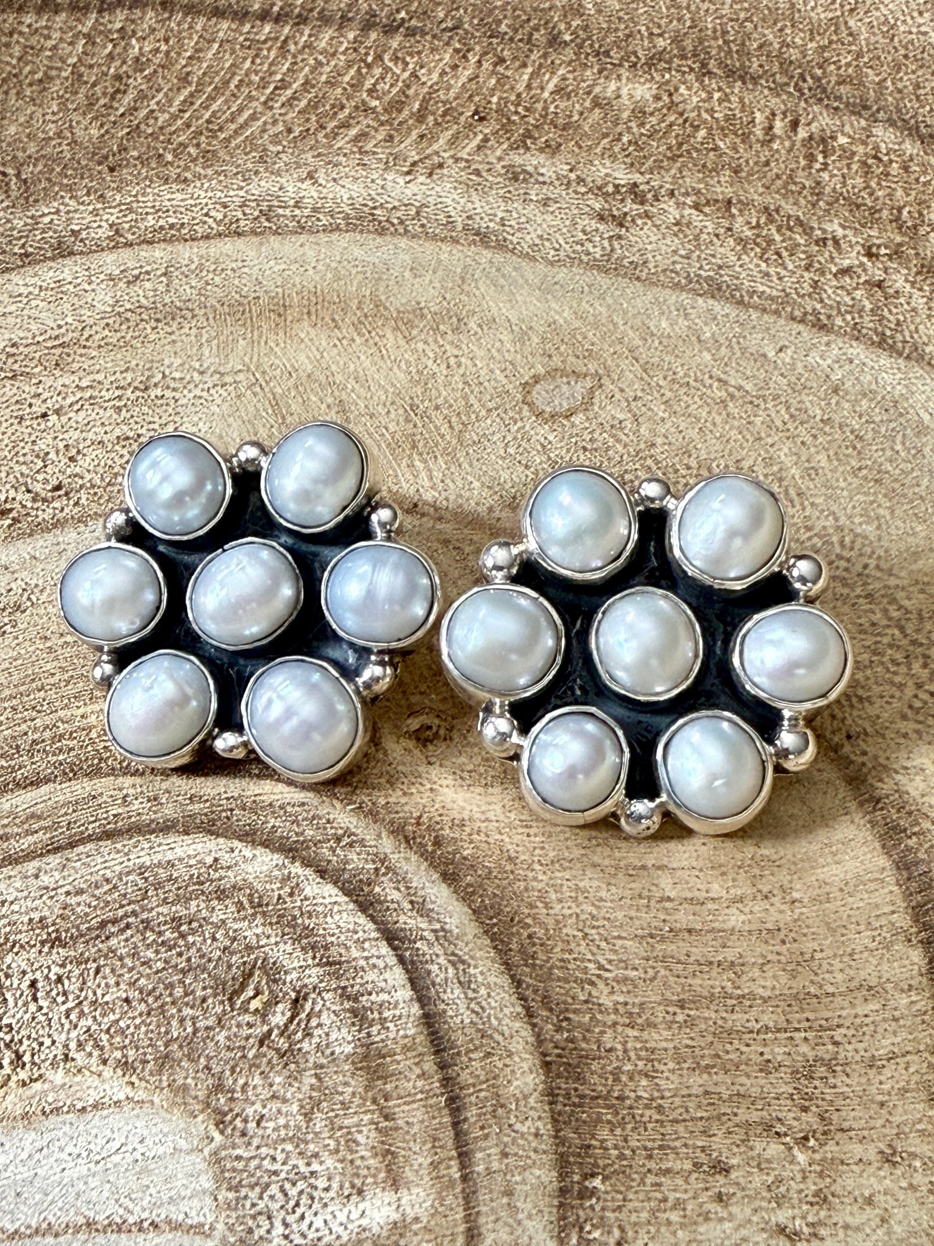 Federico Jimenez Sterling Silver and Fresh Water Pearl Earrings