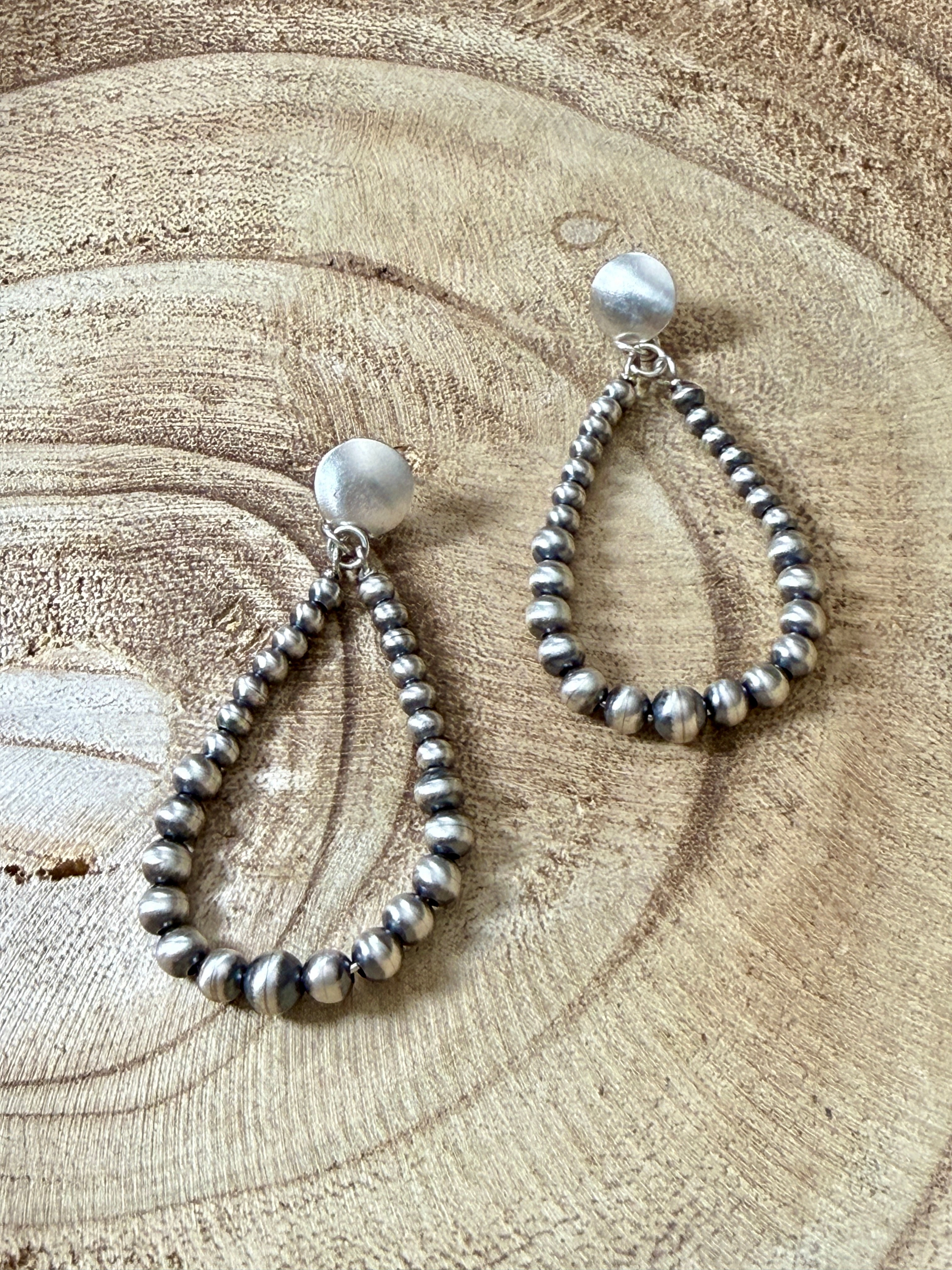 Sterling Silver Post Dangle Beaded Loops
