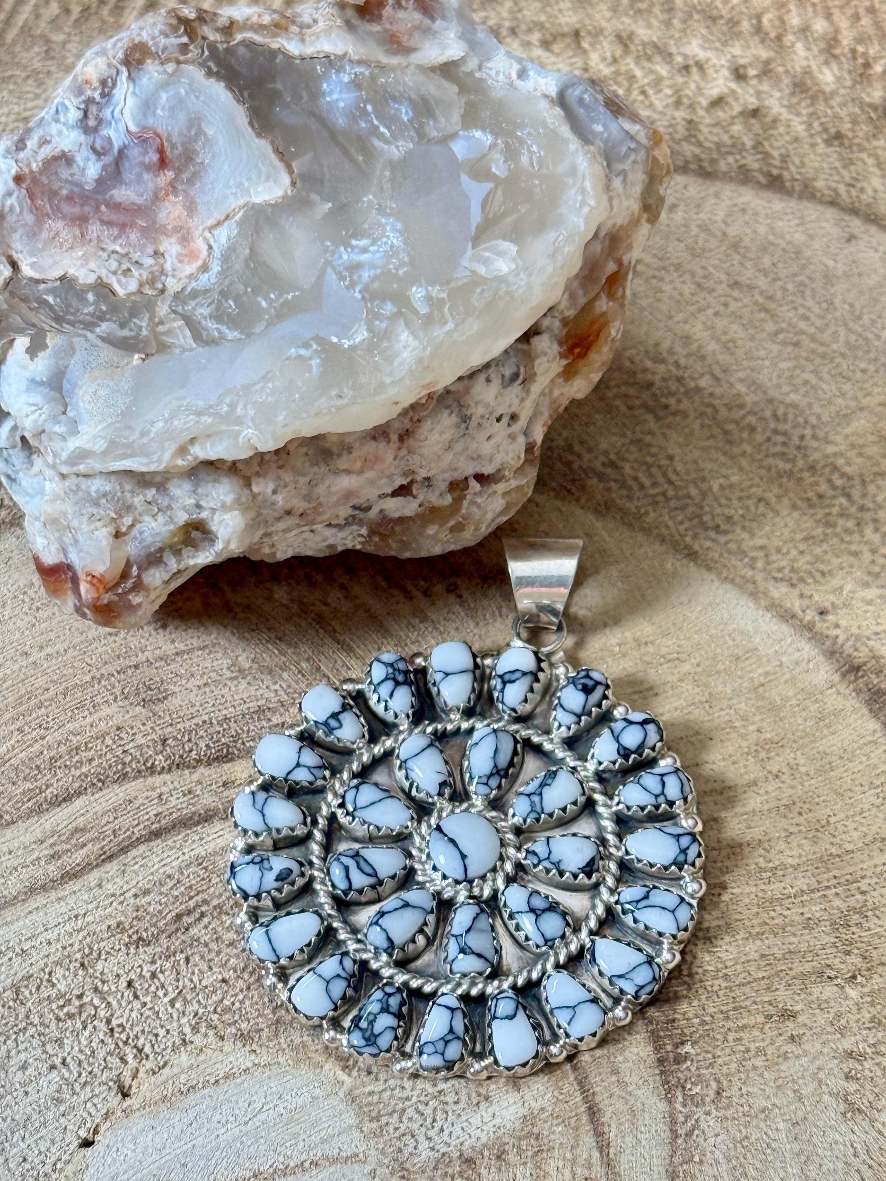 White Buffalo Cluster Pendant by Juliana Benally
