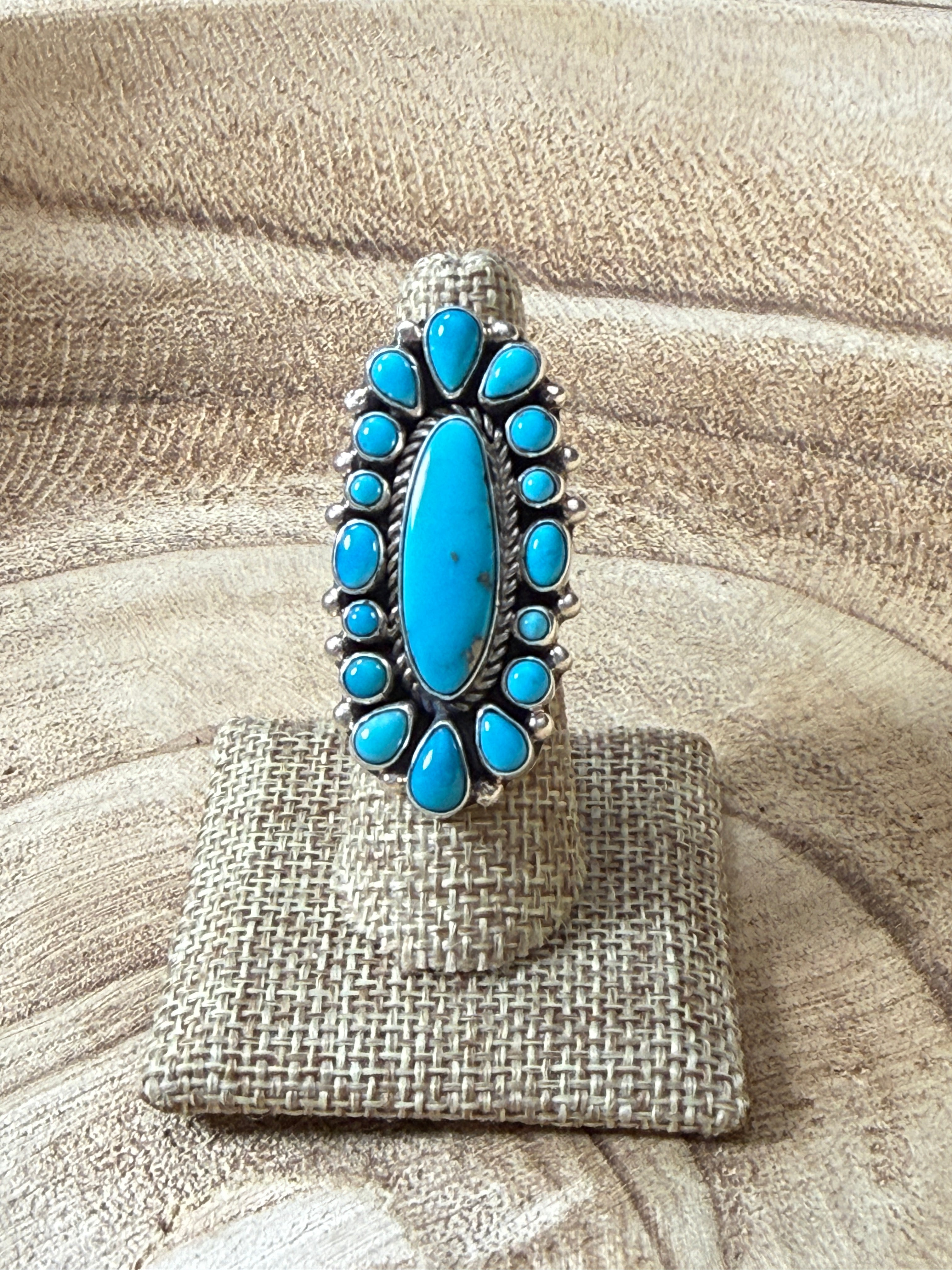 Turquoise Cluster Ring by Vernon and Clarissa Hale