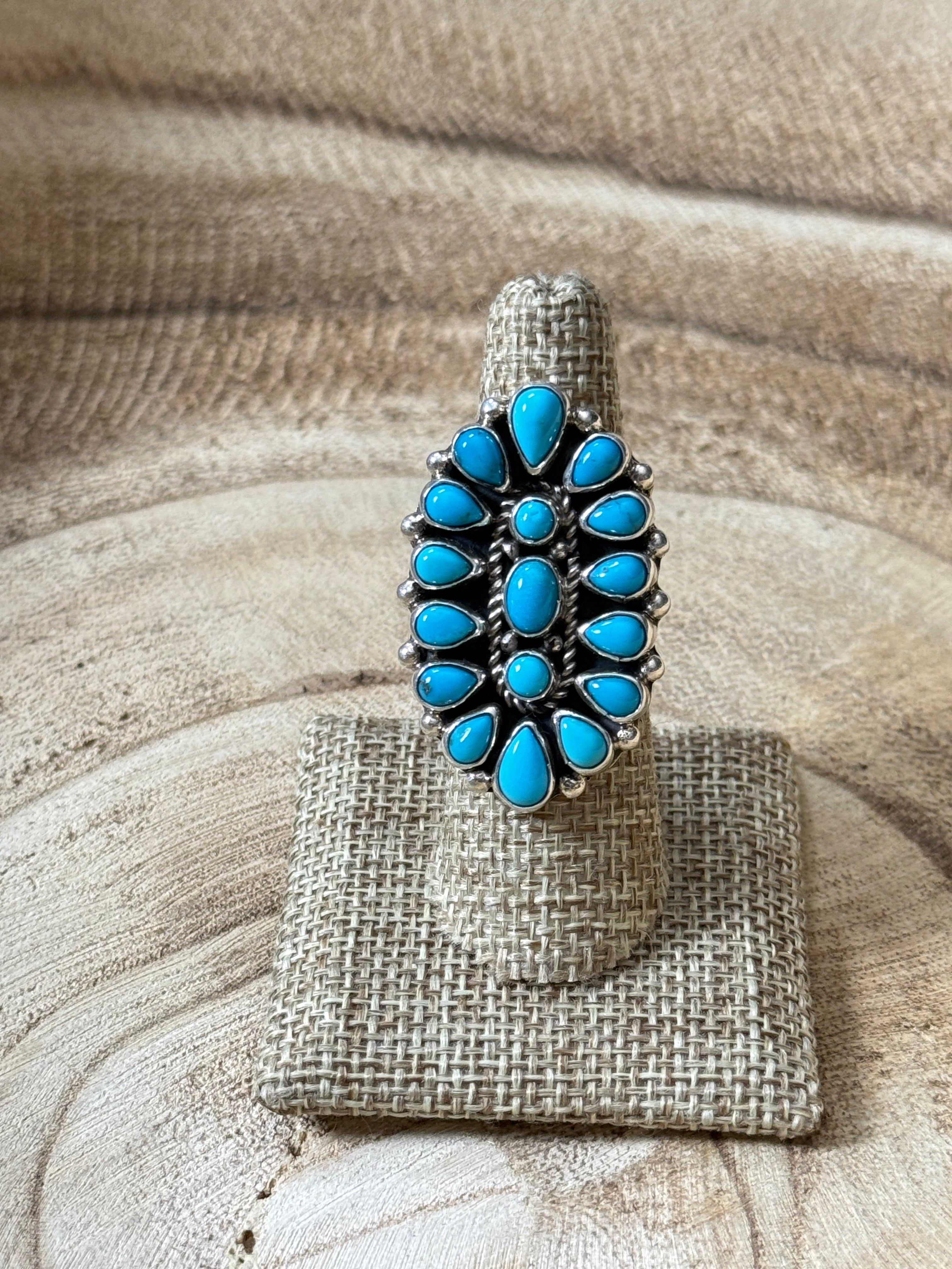 Turquoise Adjustable Cluster Ring by Vernon & Clarissa Hale