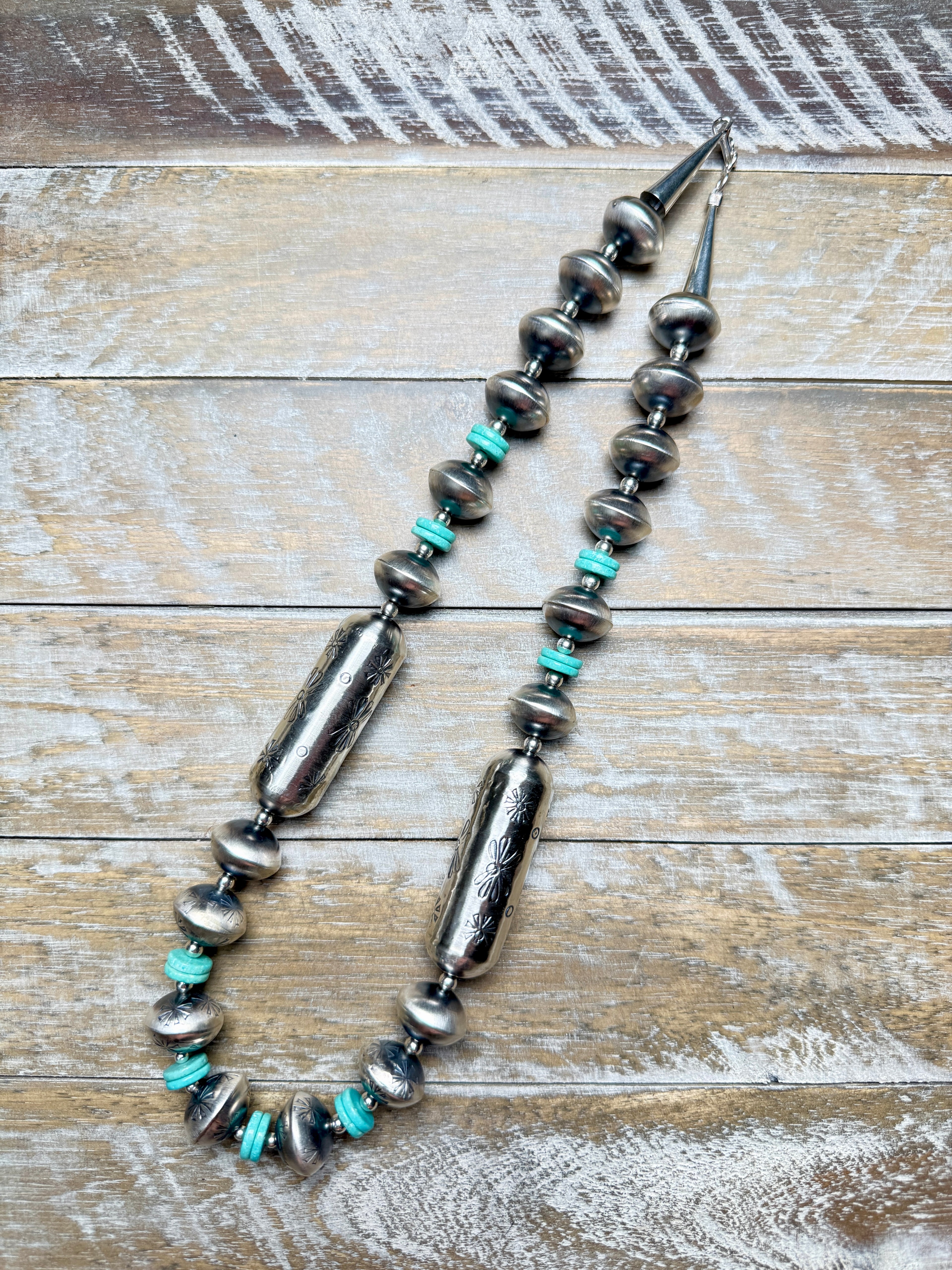 Tysha Aparicio Sterling Silver & Turquoise Barrel Necklace – 20" | 16mm