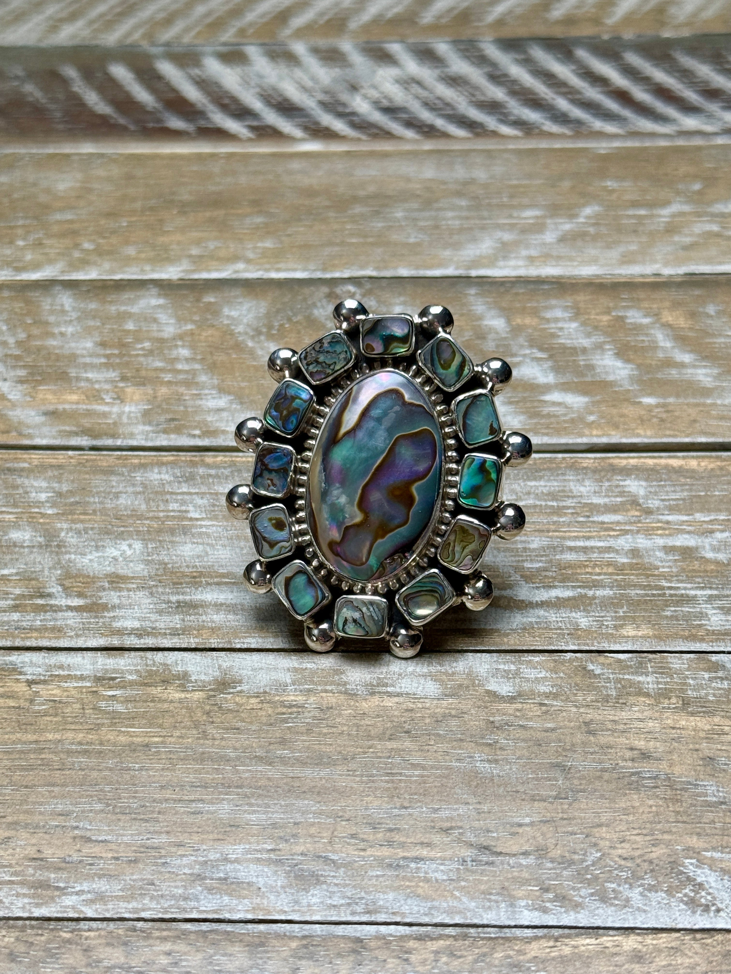 Abalone Ocean Fire Cluster Ring  By Tonya June Rafael