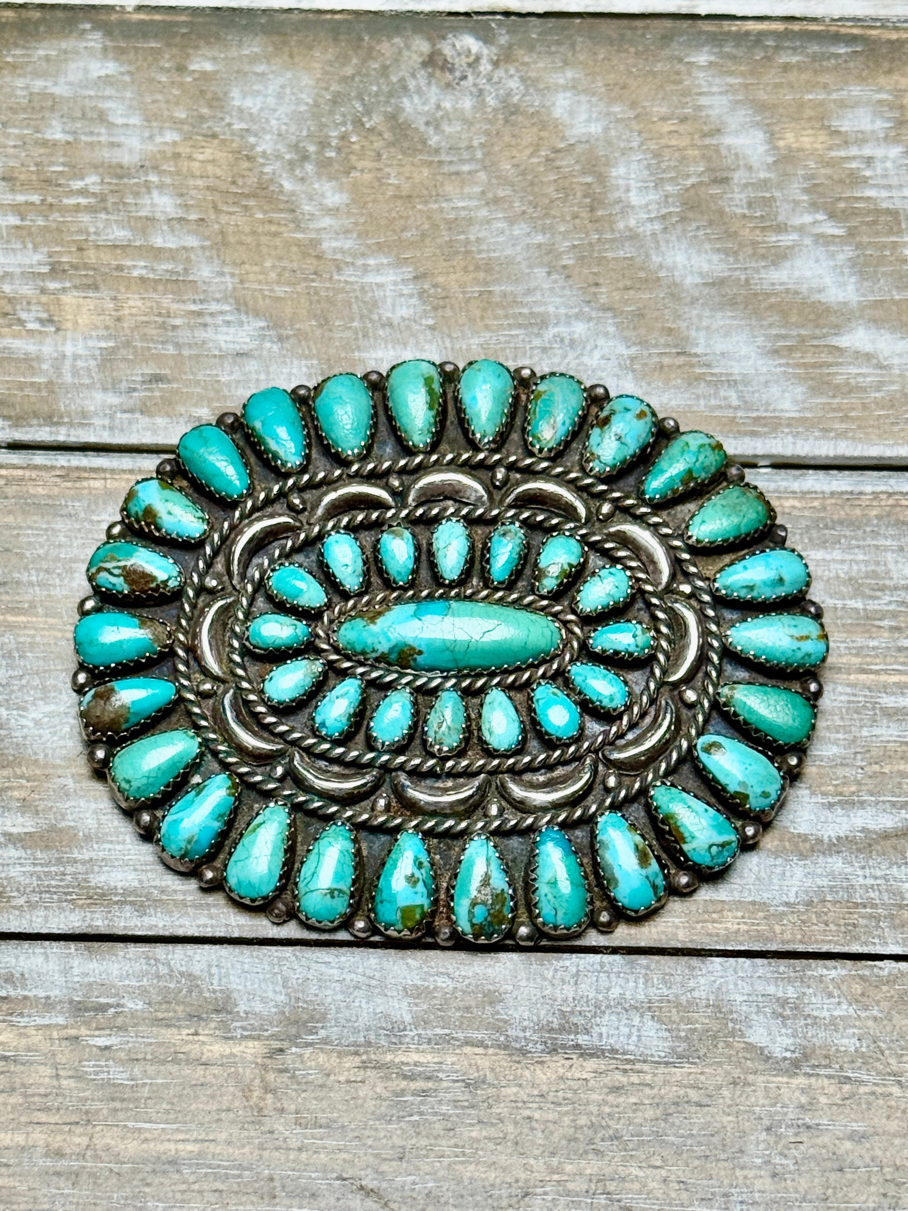 Vintage Turquoise Cluster Brooch / Pendant