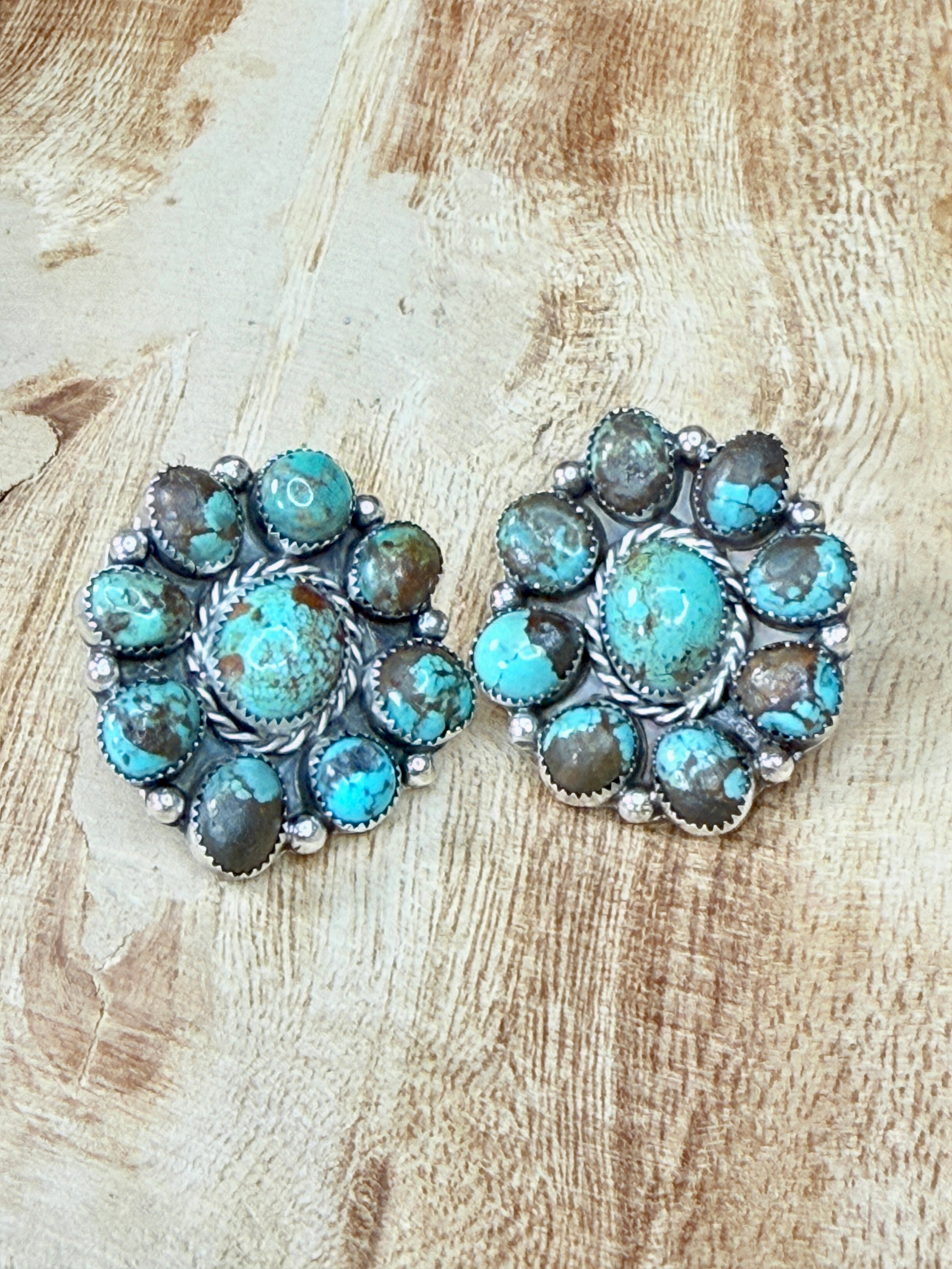 High Desert Cluster Earrings  Natural Turquoise | Sterling Silver Earrings