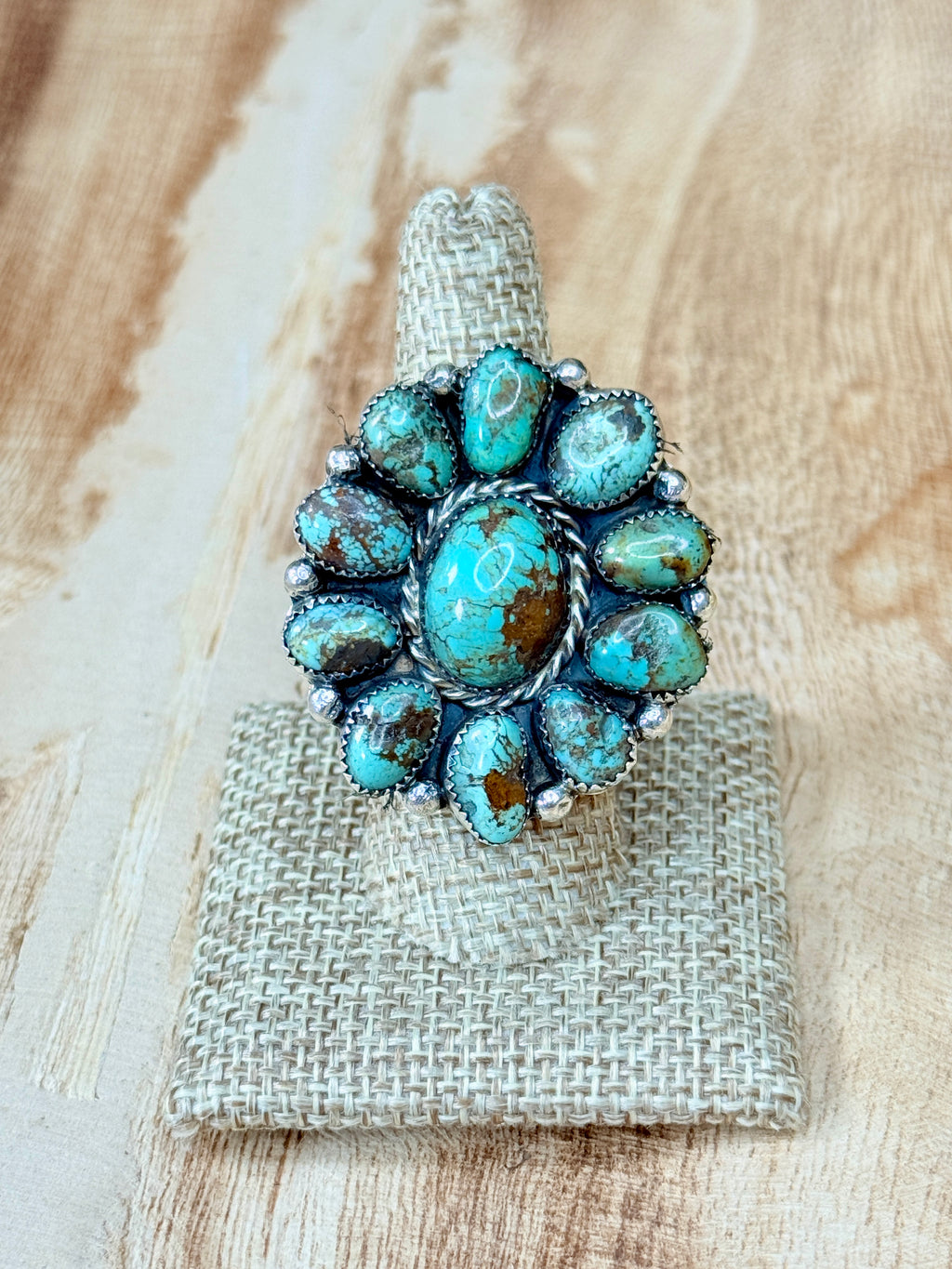 High Desert Cluster Rings  Natural Turquoise | Adjustable Sterling Silver