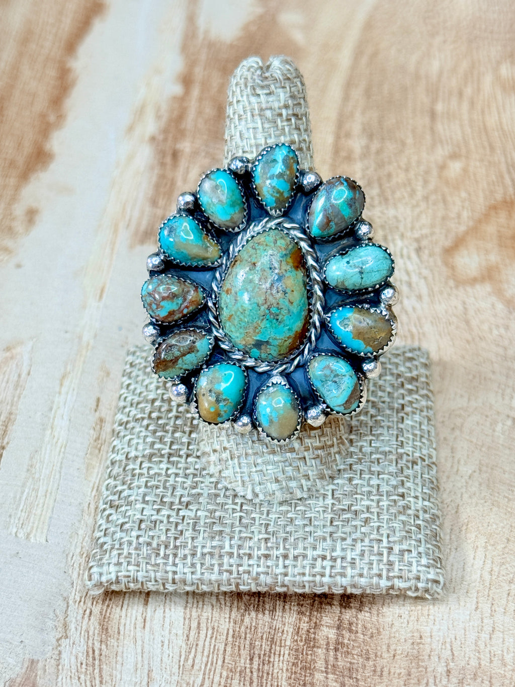 High Desert Cluster Rings  Natural Turquoise | Adjustable Sterling Silver